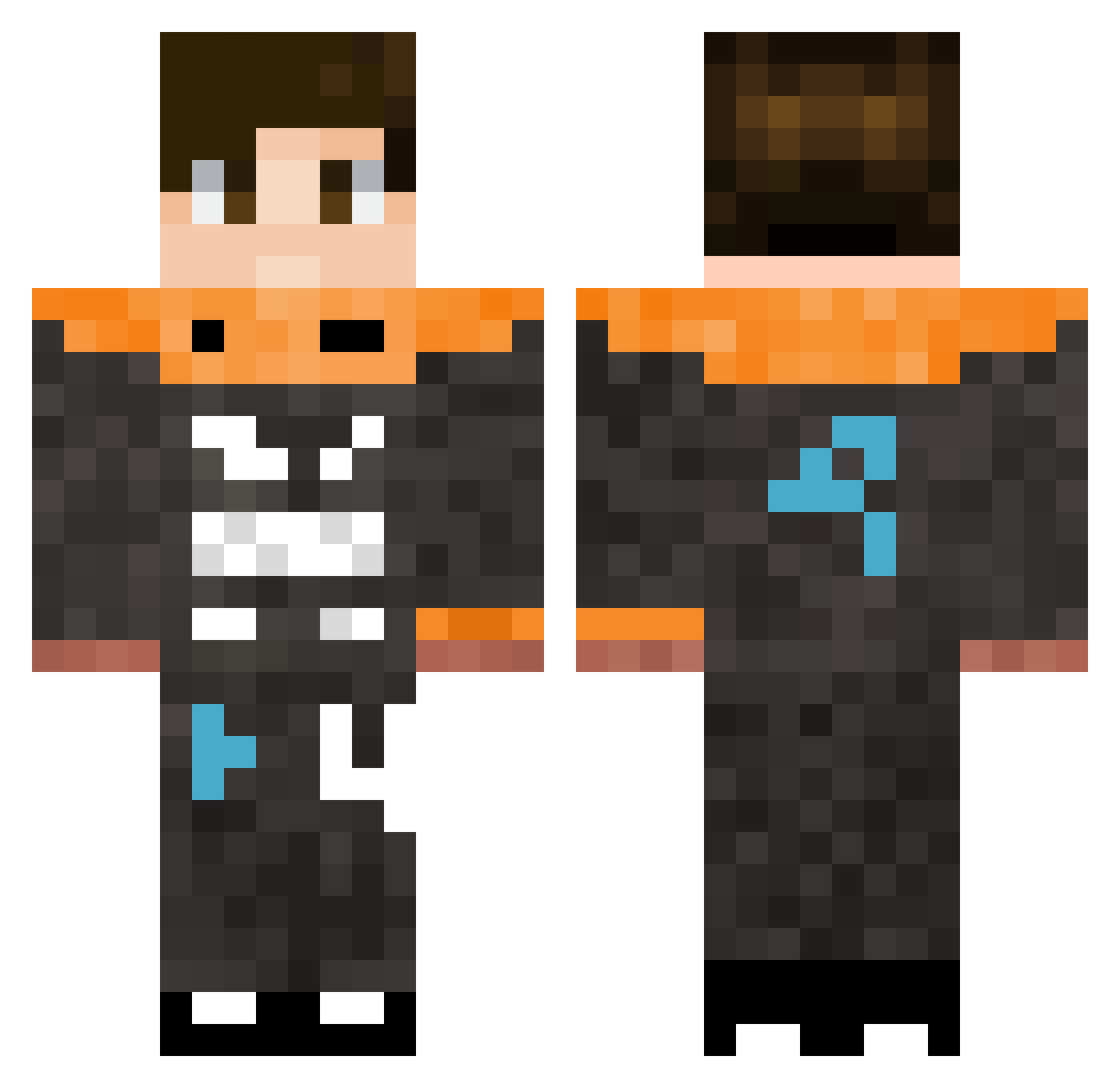 TheNetheriteMan Minecraft skin, front and back view