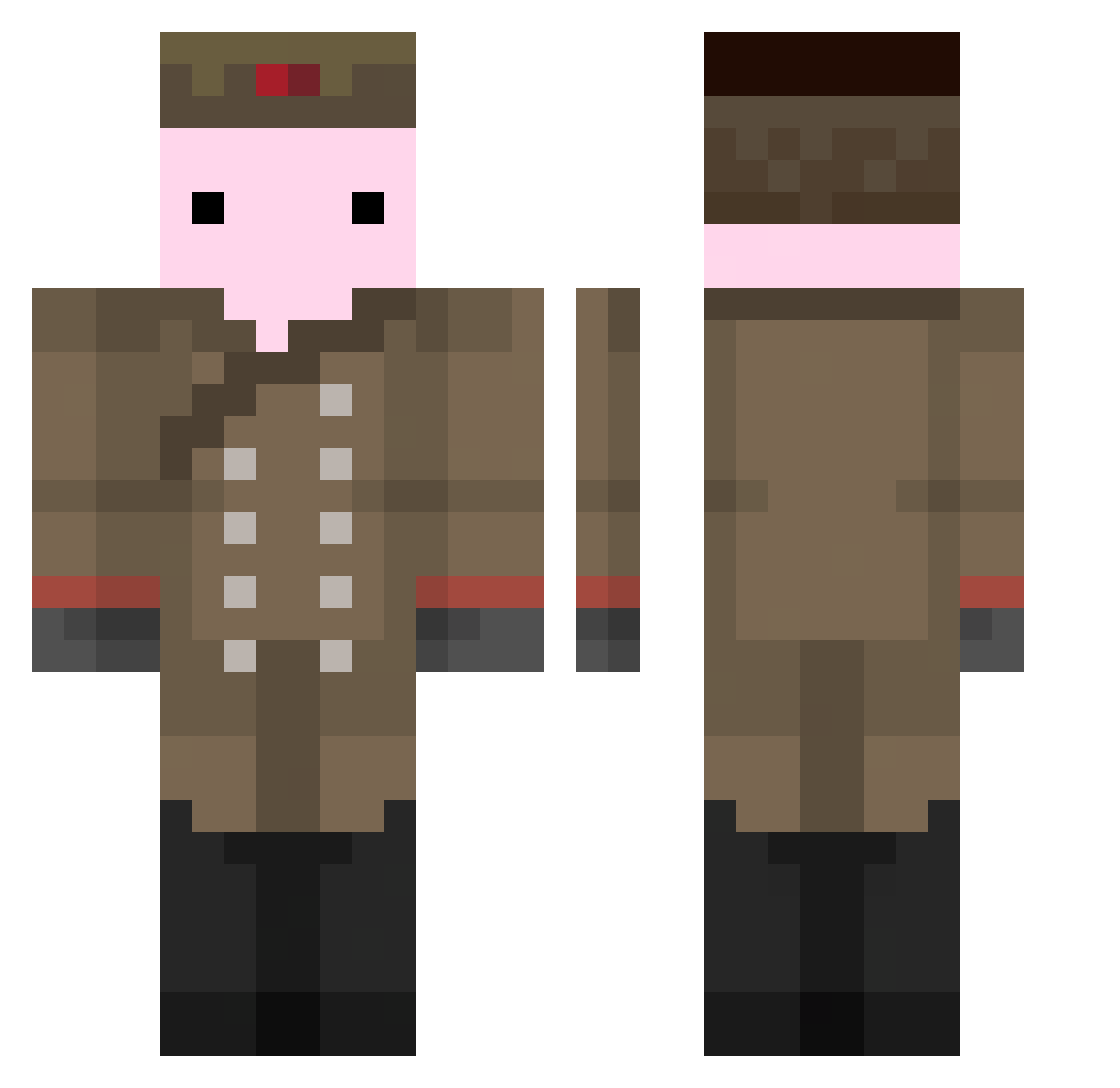 TheRealOGilian Minecraft skin, front and back view
