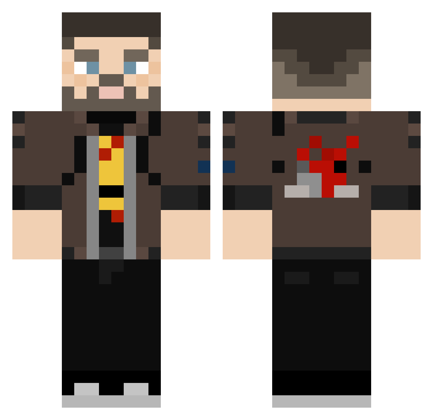 Syntheticl Minecraft skin, front and back view