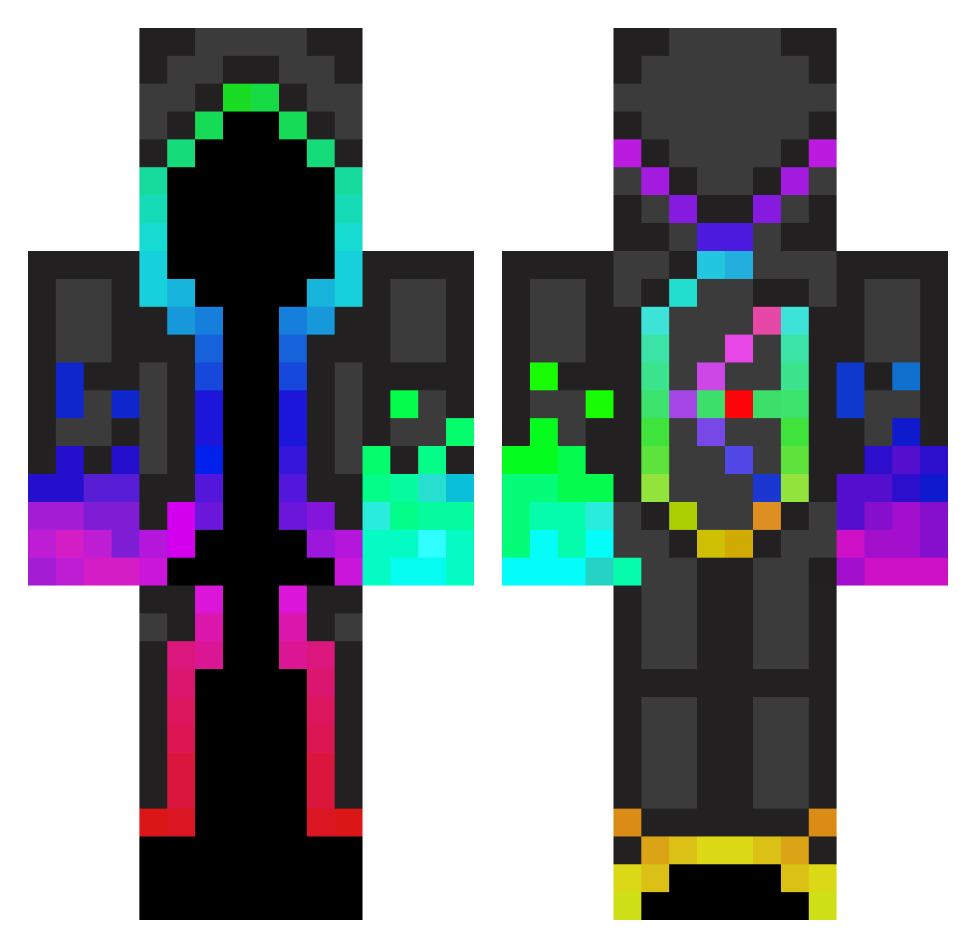 ZomPale Minecraft skin, front and back view