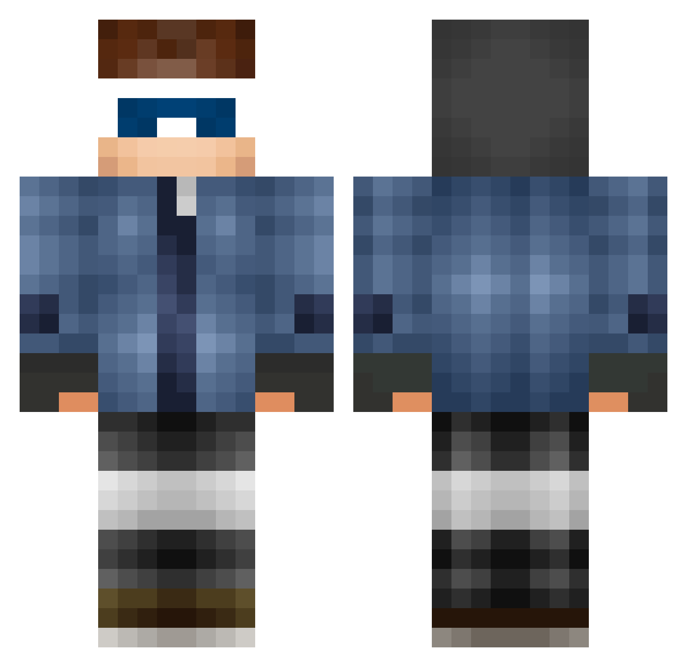 DerPuncher Minecraft skin, front and back view