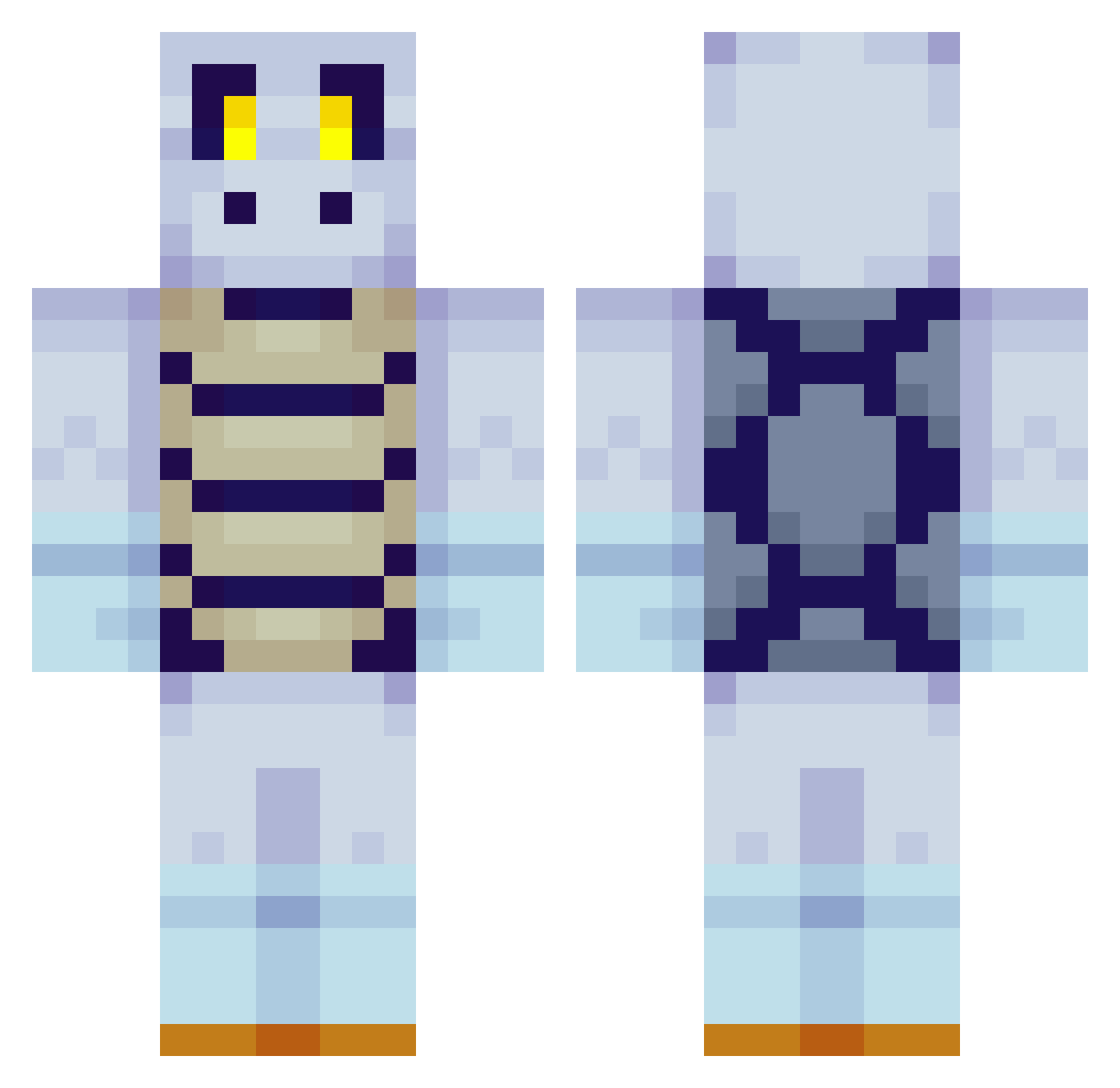 ChunkEaterOMG Minecraft skin, front and back view