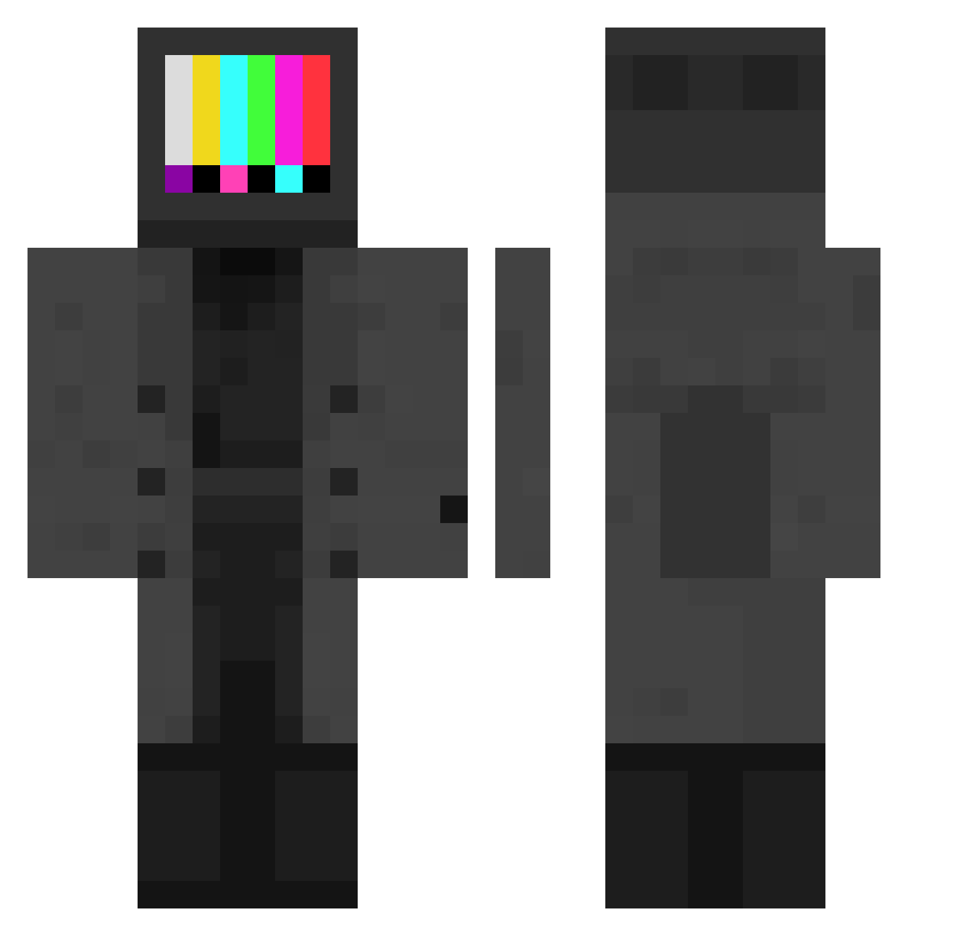 Zoatey Minecraft skin, front and back view