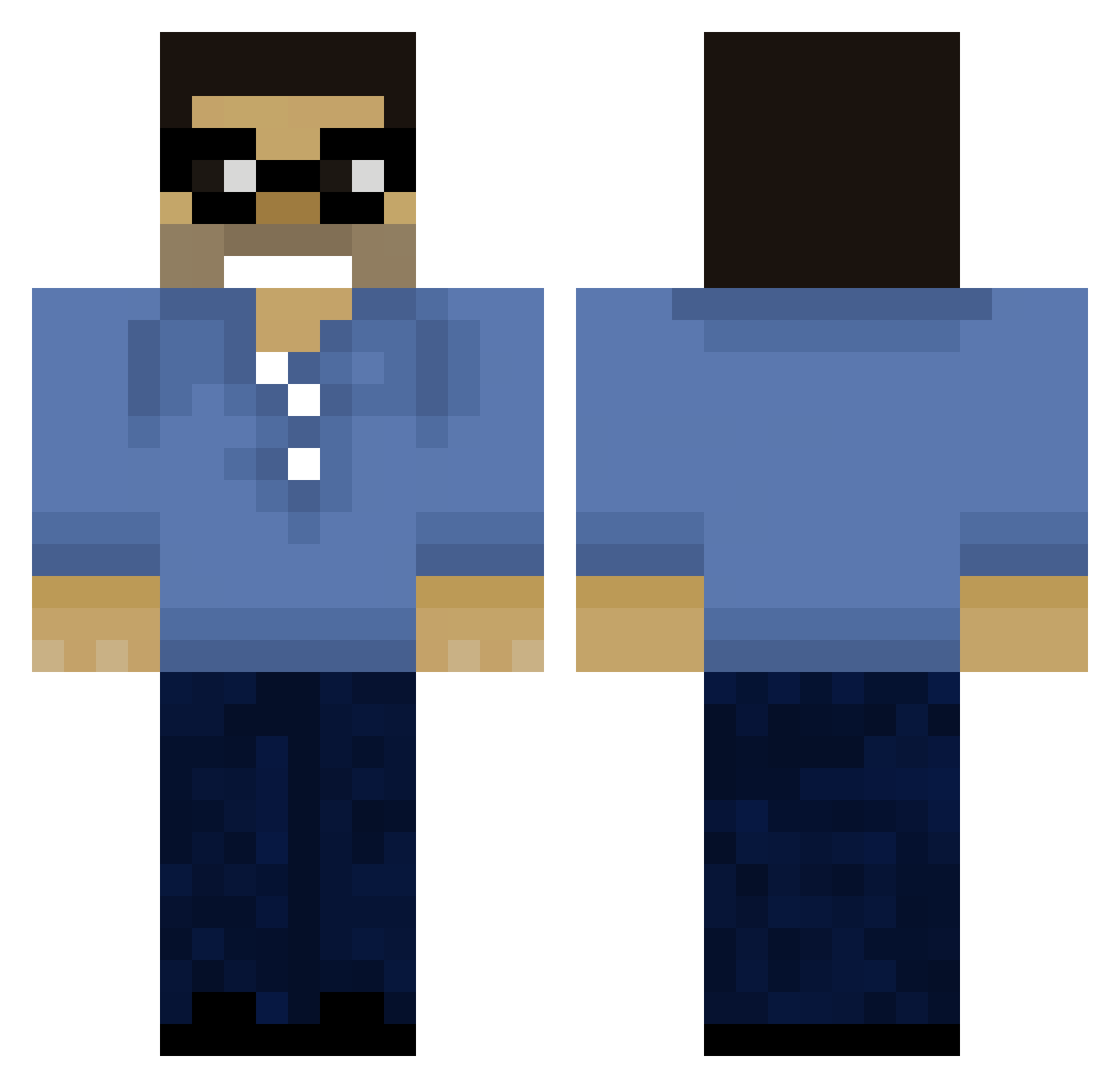 TaiLopez Minecraft skin, front and back view