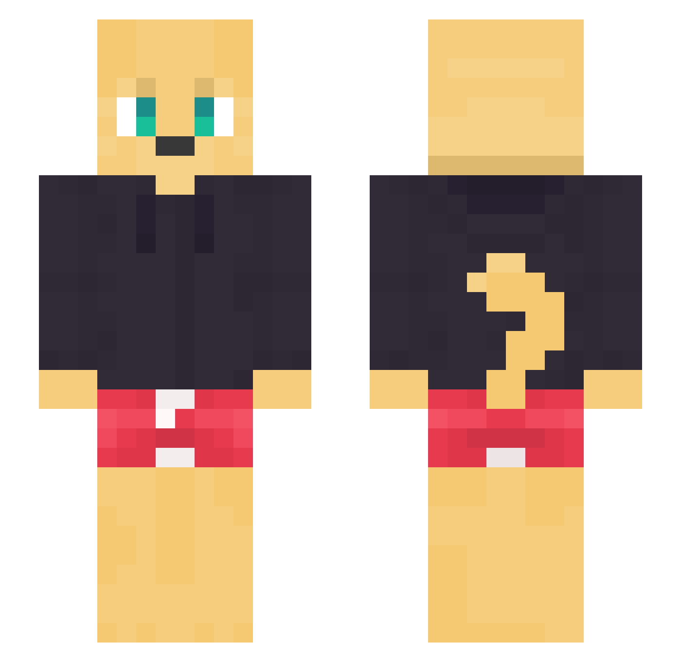 RigidityRaccTD Minecraft skin, front and back view