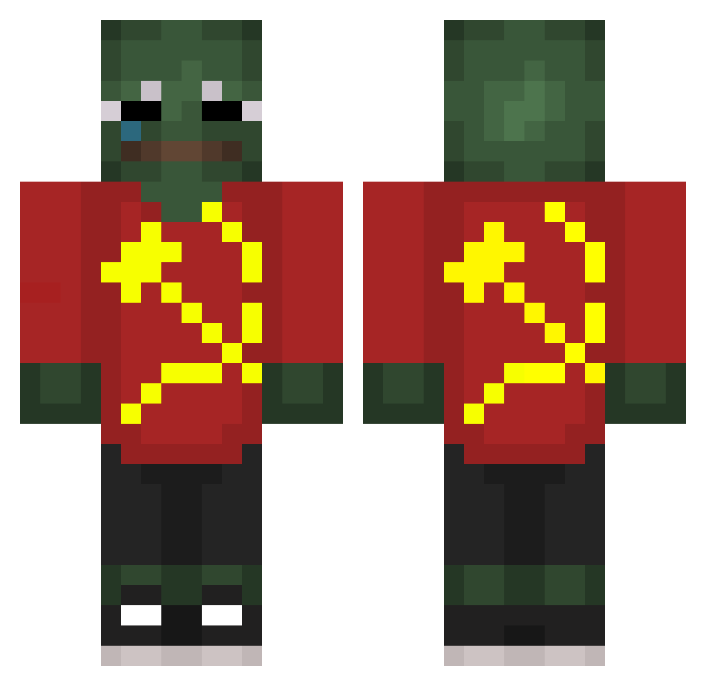 LordMayhem Minecraft skin, front and back view