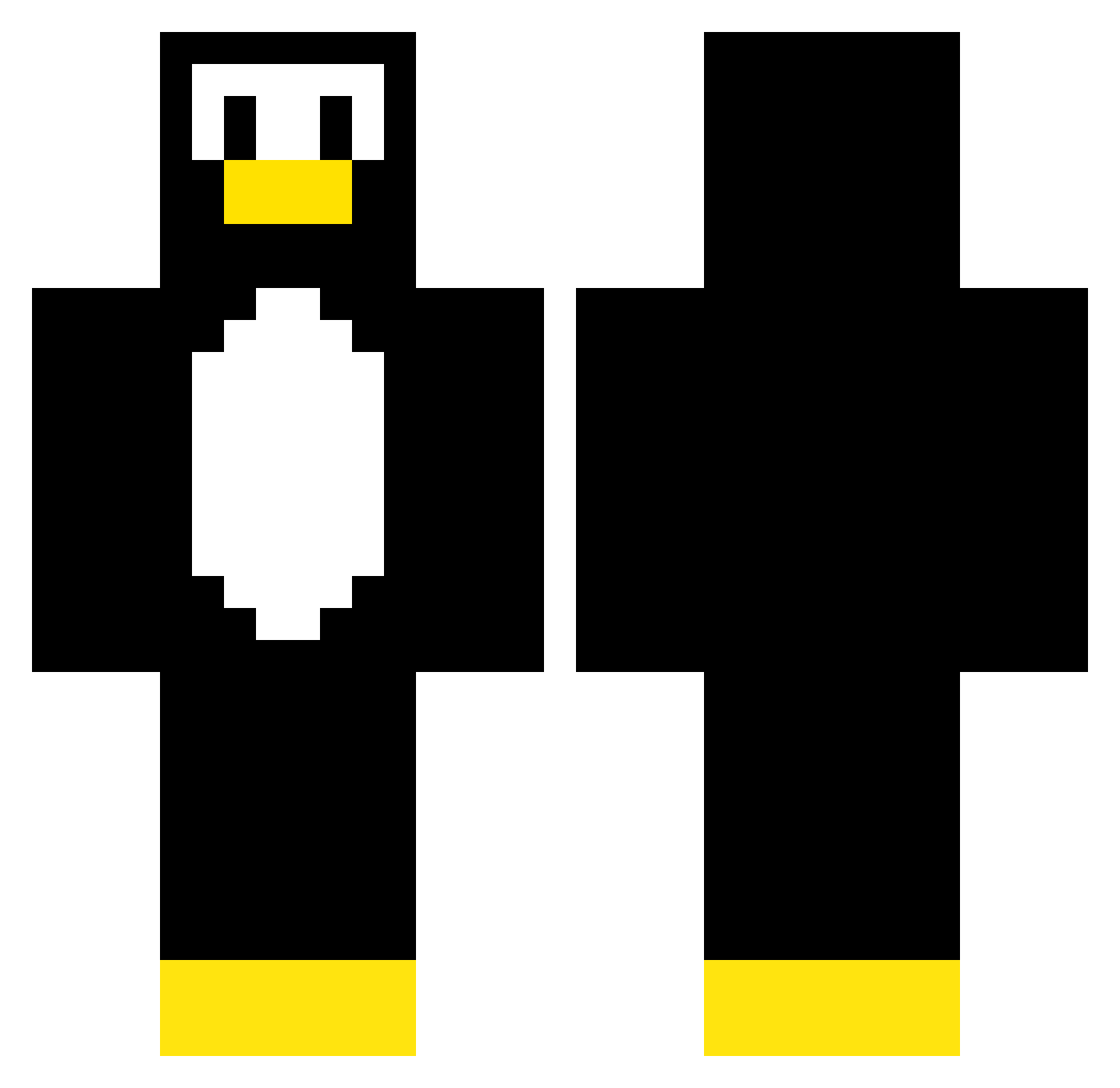 Mixups Minecraft skin, front and back view