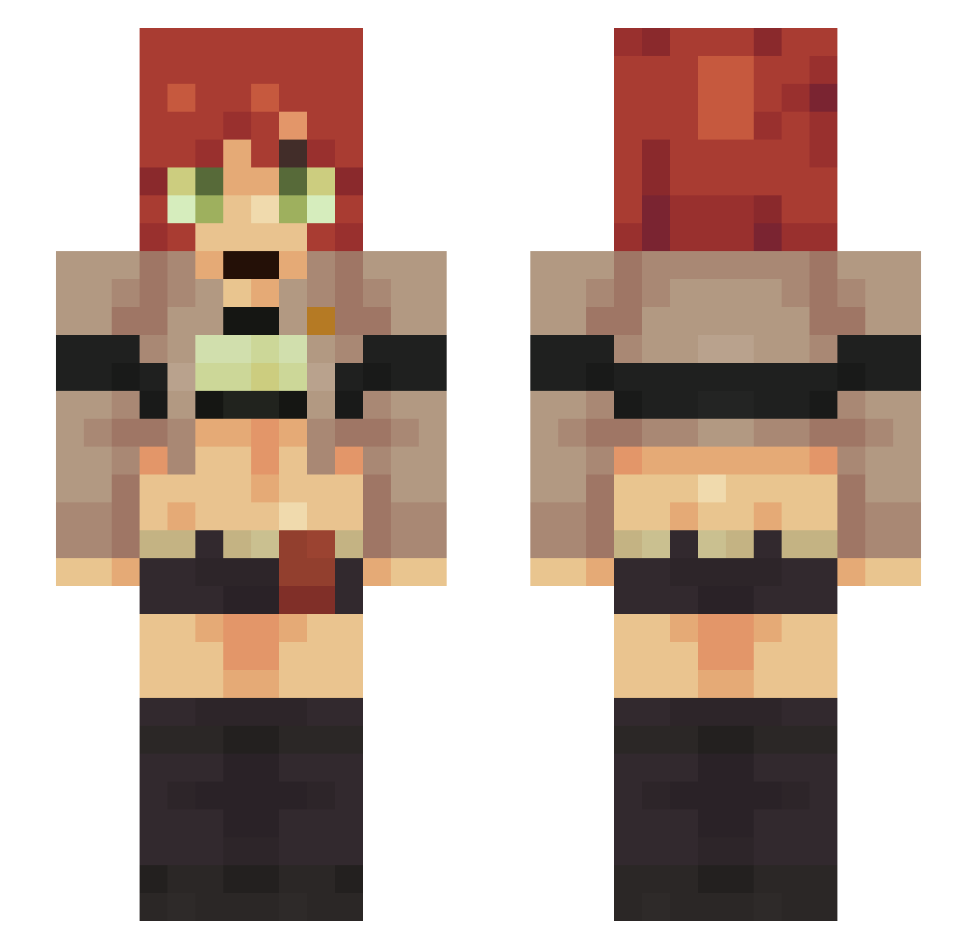 Tentacruel12 Minecraft skin, front and back view