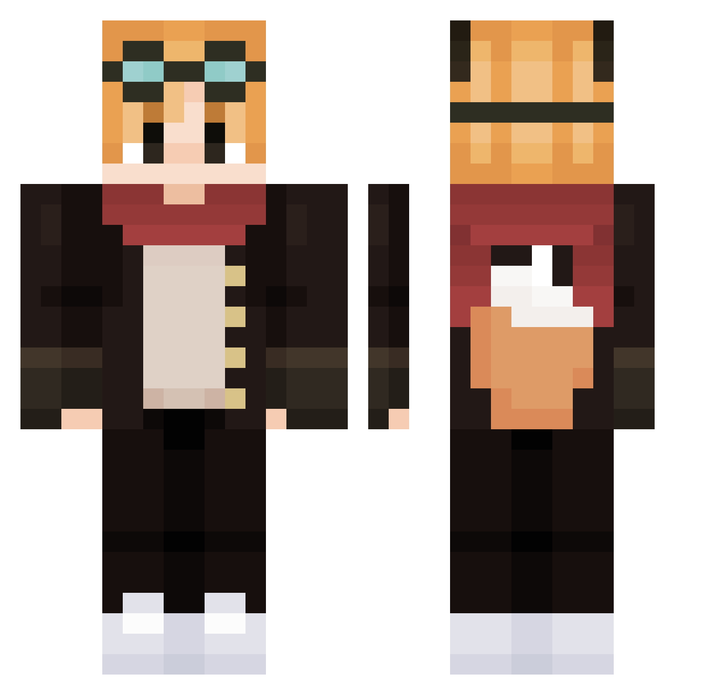 Minakaze_Sengoku Minecraft skin, front and back view