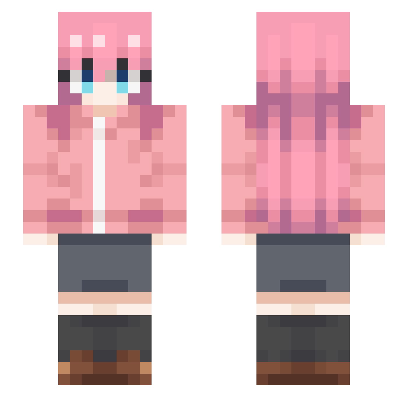 Adrianne523 Minecraft skin, front and back view