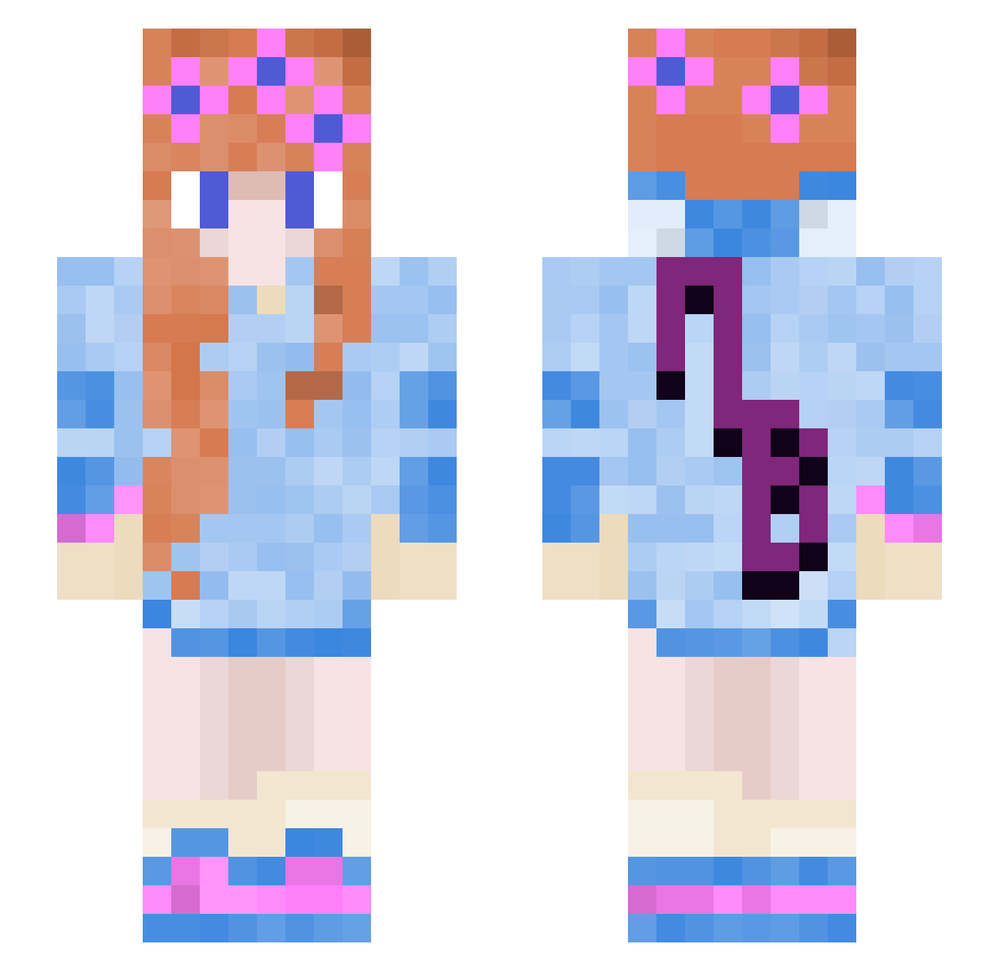 AngeeBestt Minecraft skin, front and back view