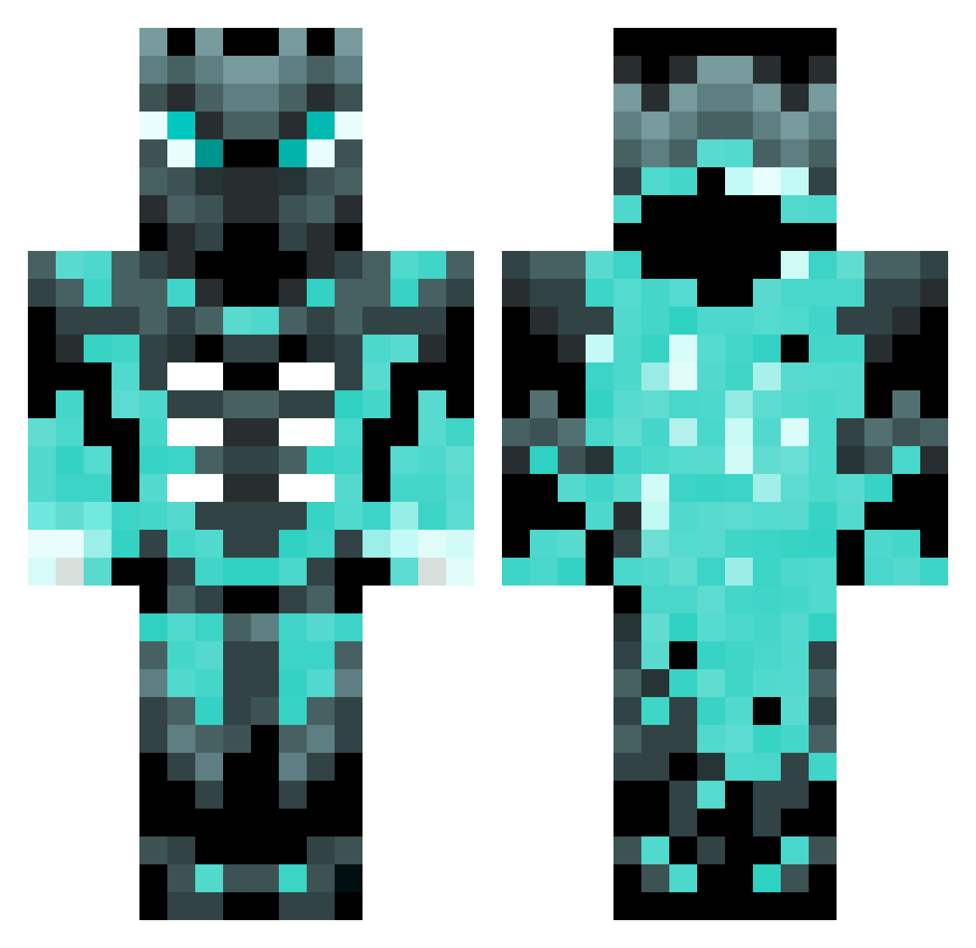 Ruinforge Minecraft skin, front and back view