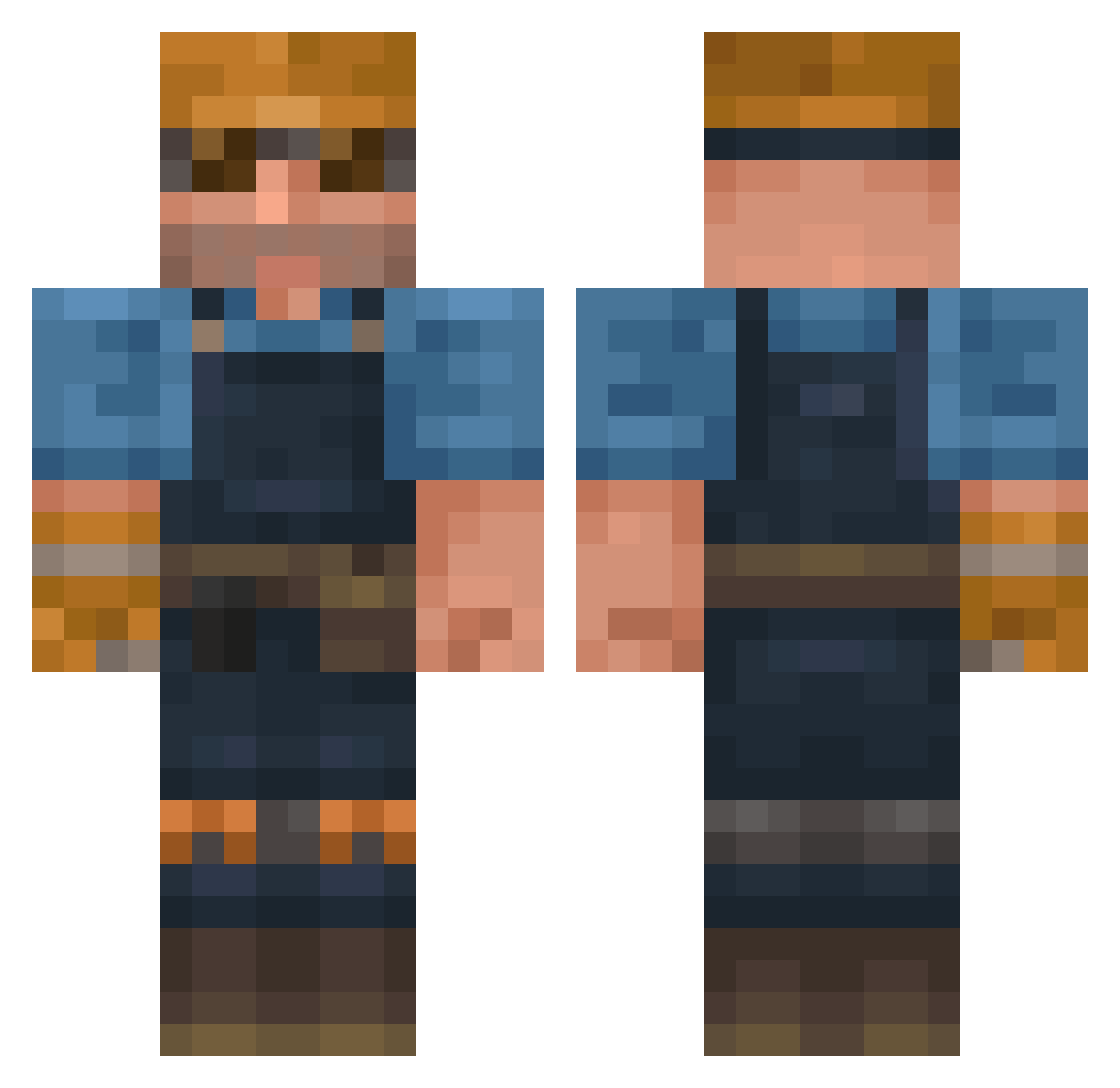 Skadoody Minecraft skin, front and back view