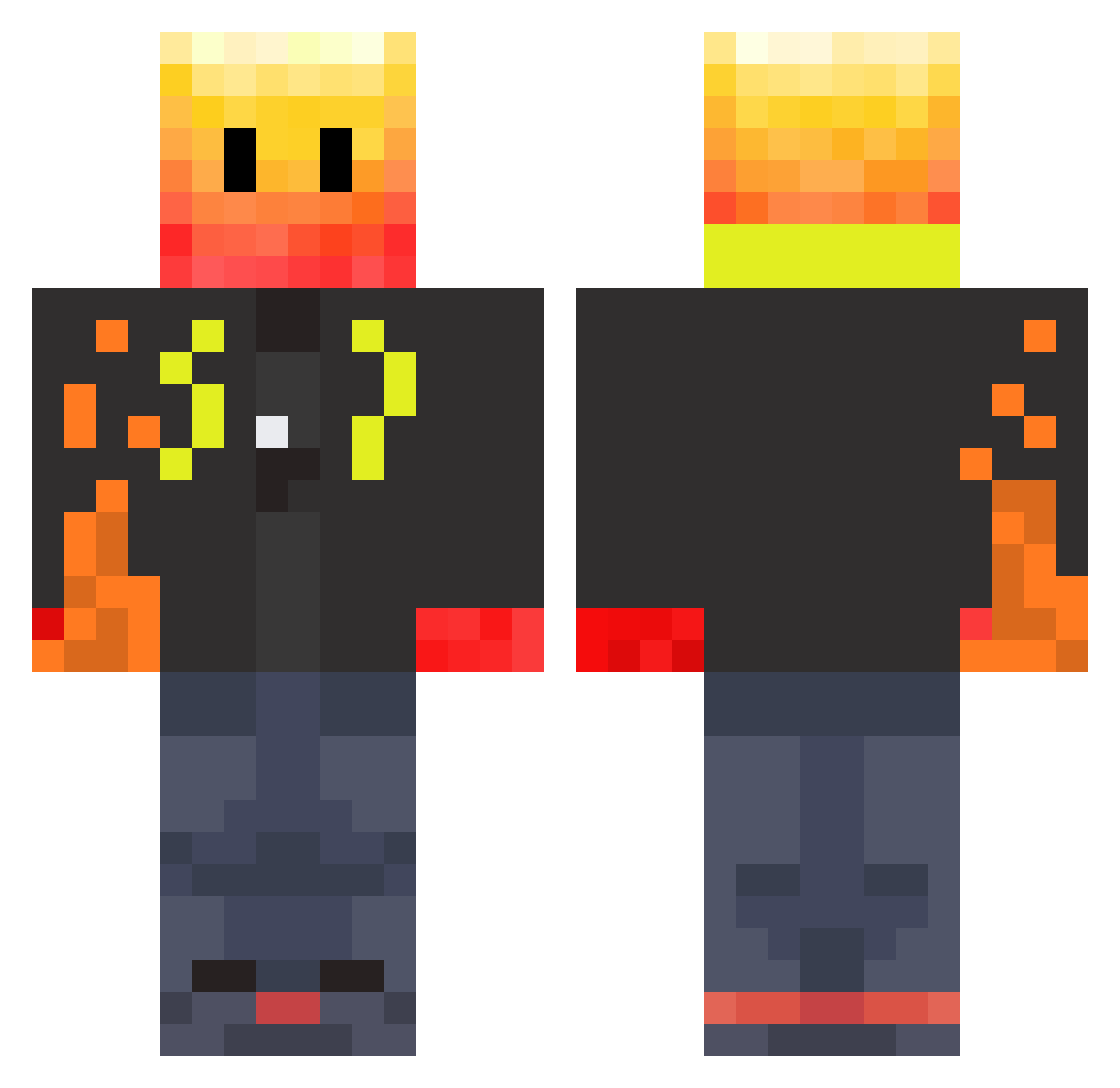 MiniMan1098 Minecraft skin, front and back view