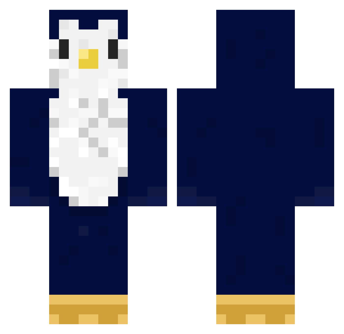 PenguinsNoodles Minecraft skin, front and back view