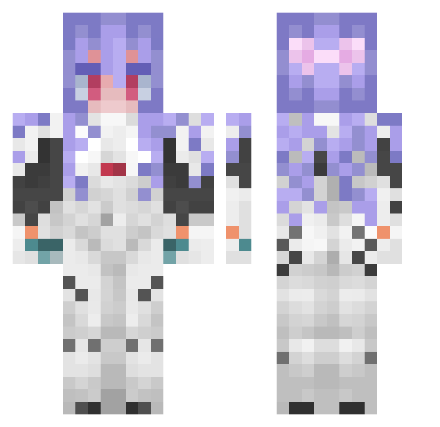 napix1 Minecraft skin, front and back view