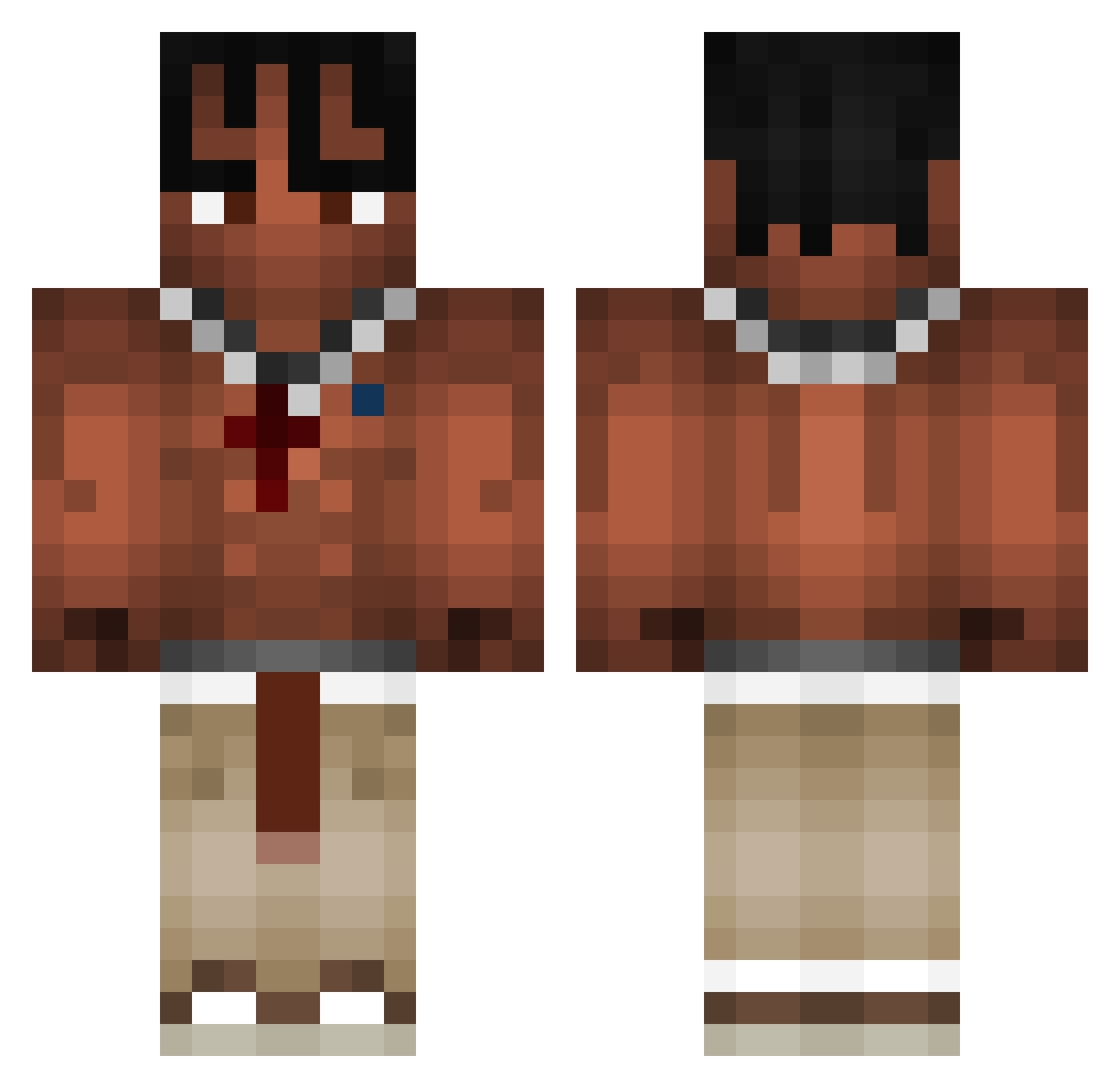 Ttxbeck Minecraft skin, front and back view