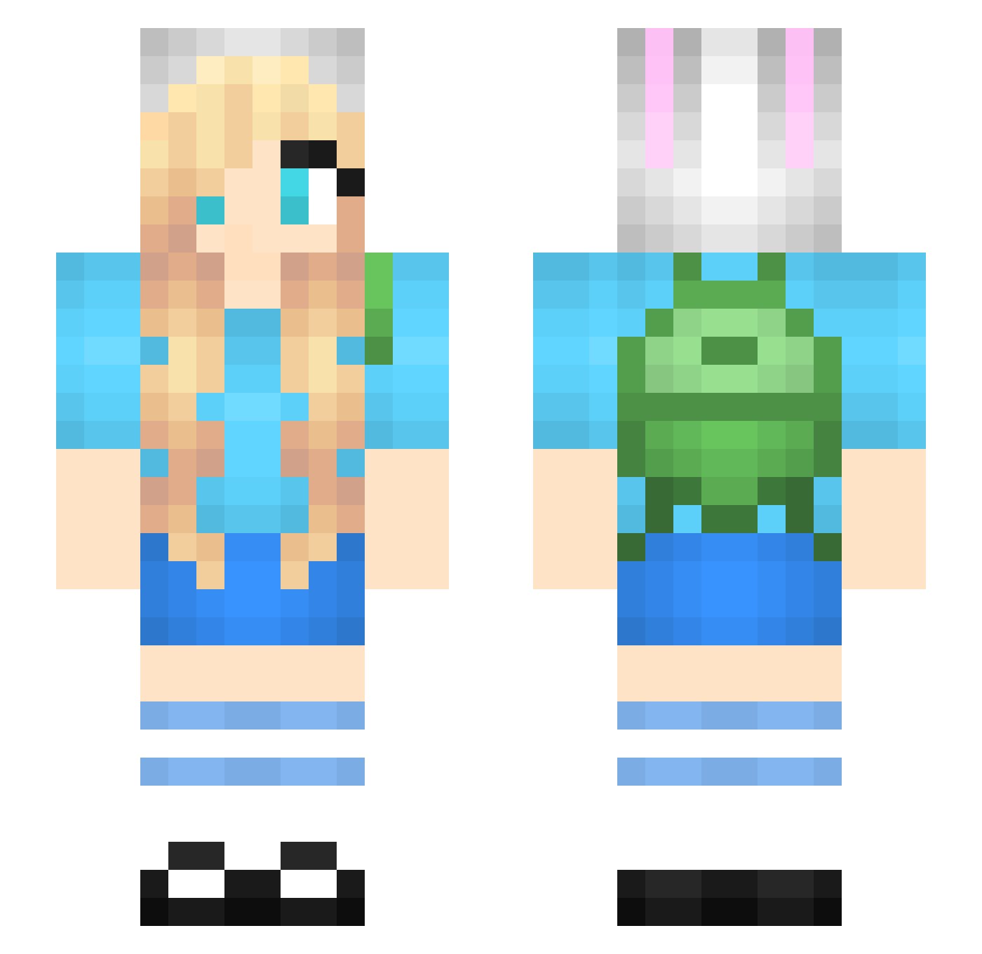 BatGrill Minecraft skin, front and back view