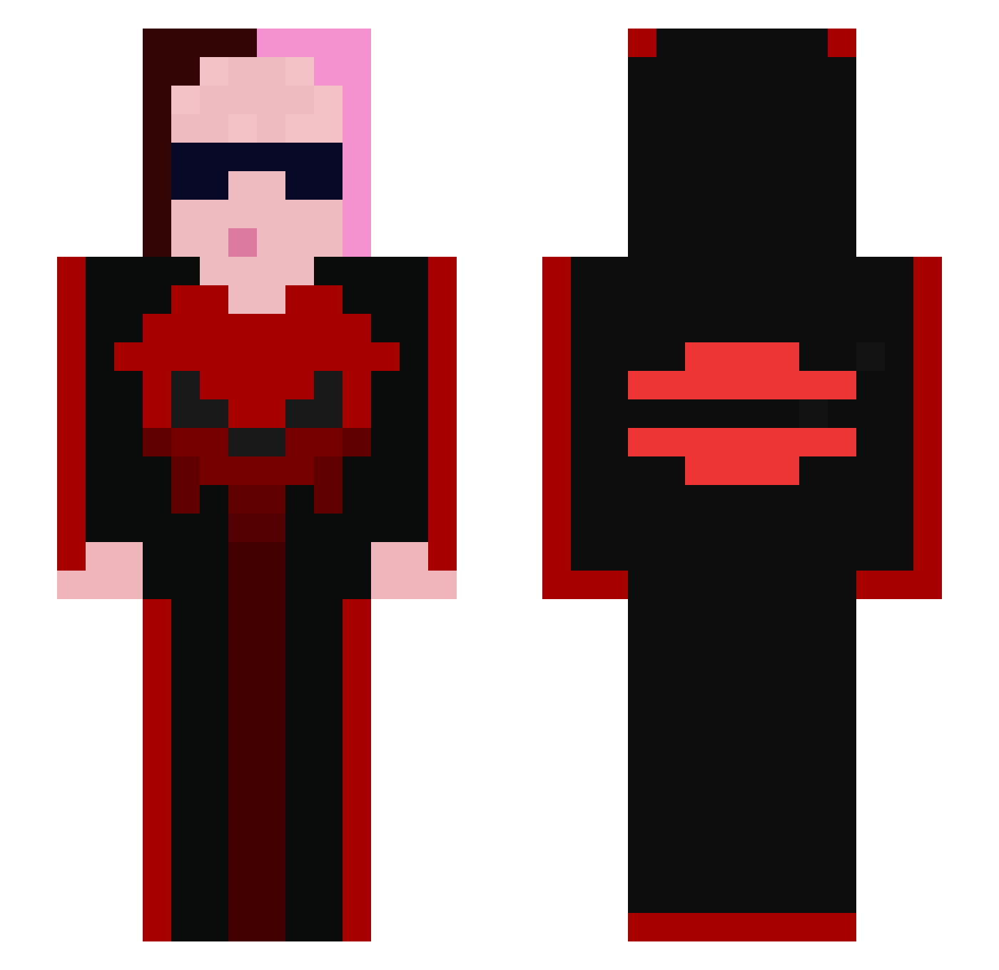 Kibena Minecraft skin, front and back view