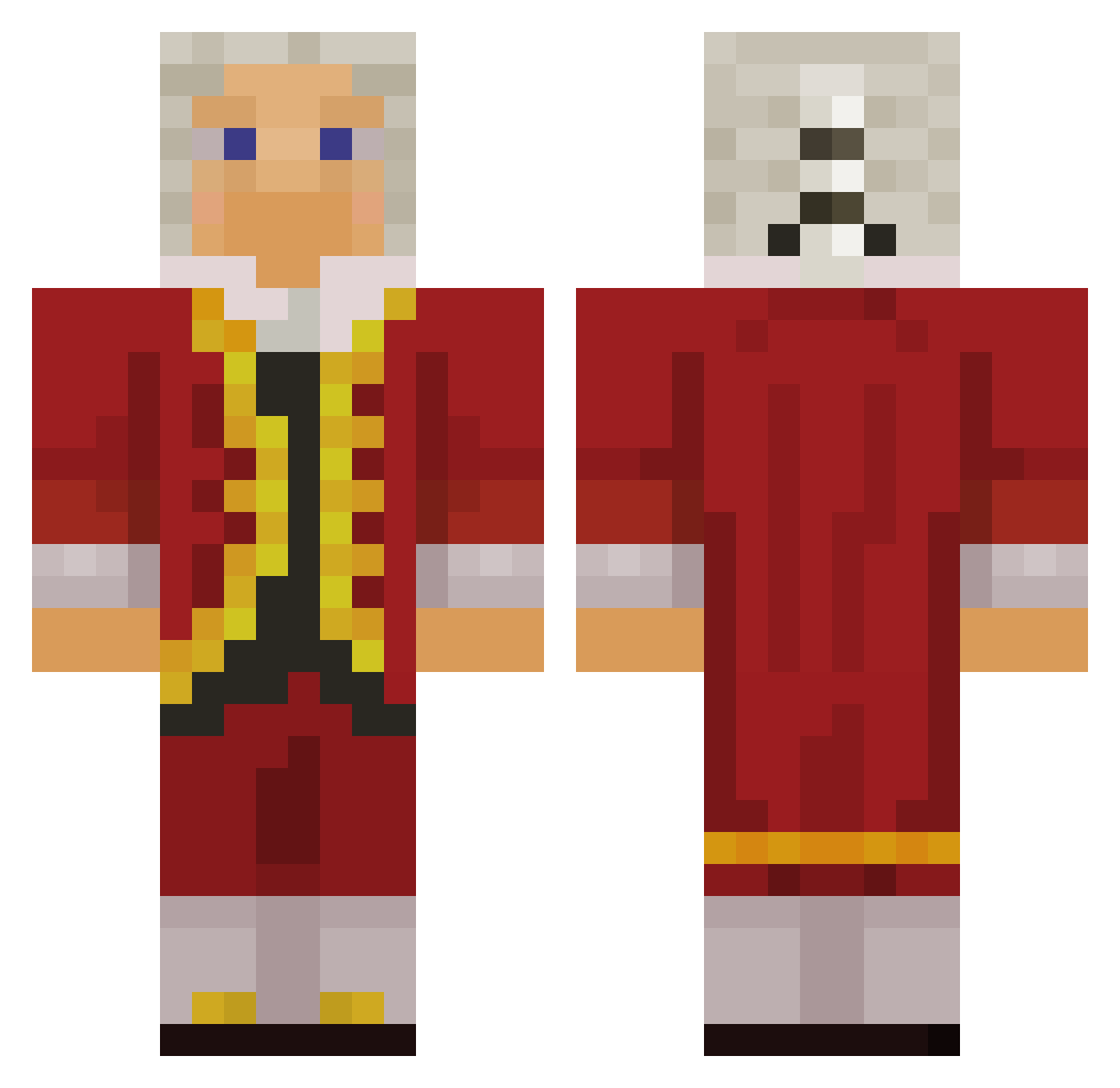 BooyakaMysterio Minecraft skin, front and back view