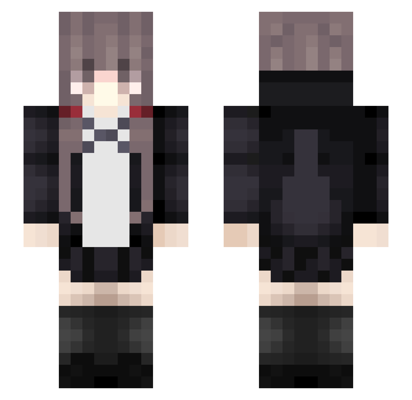 m6tu Minecraft skin, front and back view