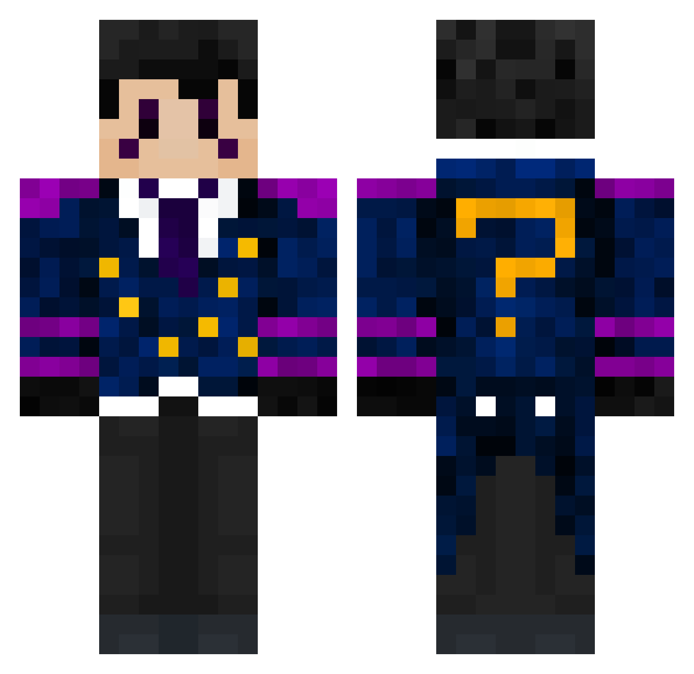 Coolasticraft Minecraft skin, front and back view