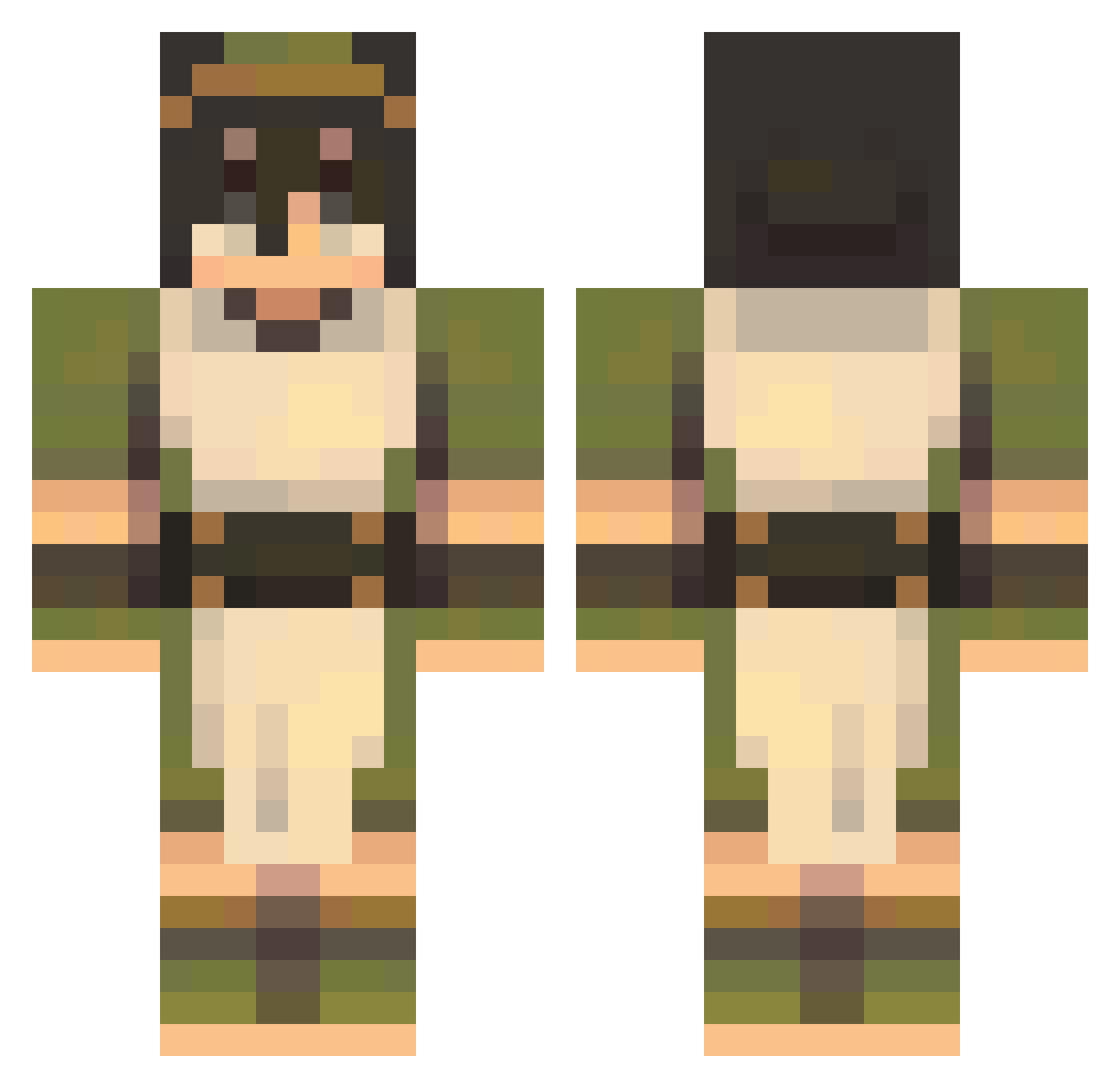 Boomertronic Minecraft skin, front and back view