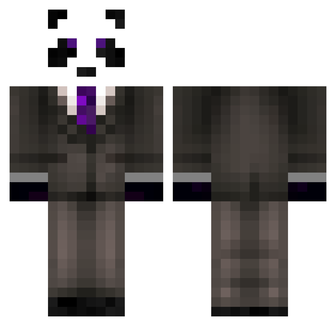 PoopingDog Minecraft skin, front and back view