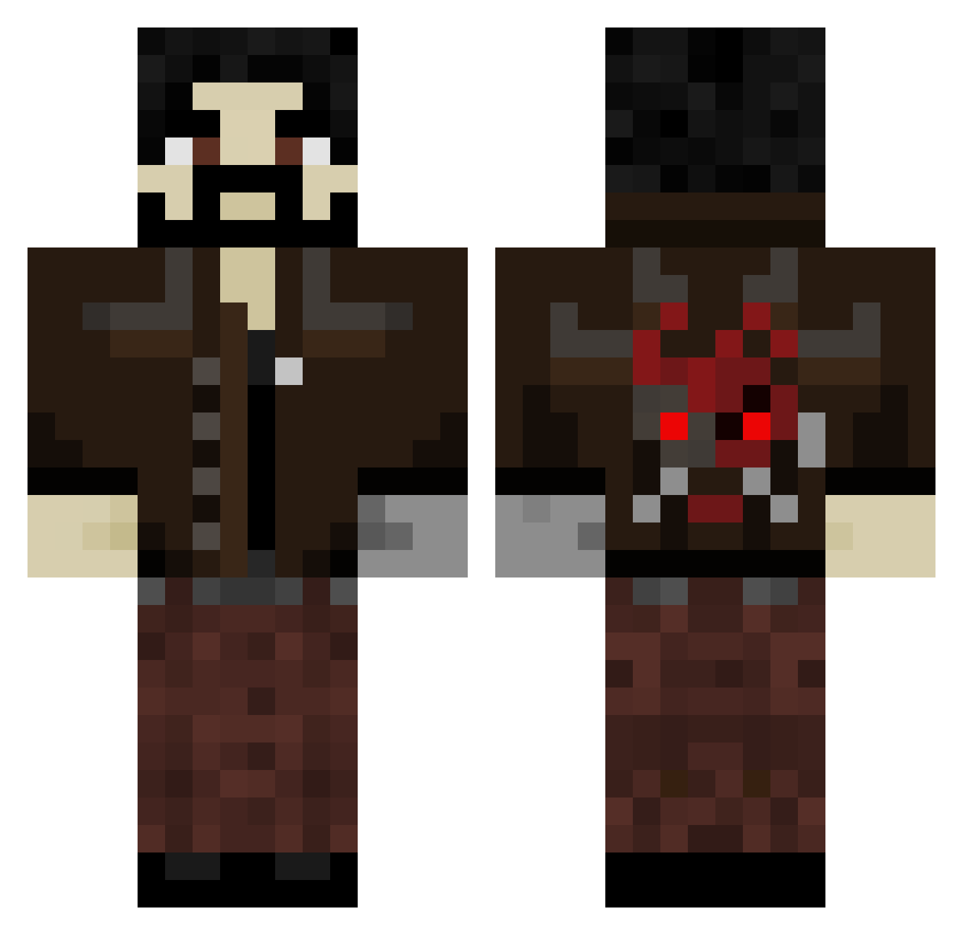 Pushachef Minecraft skin, front and back view