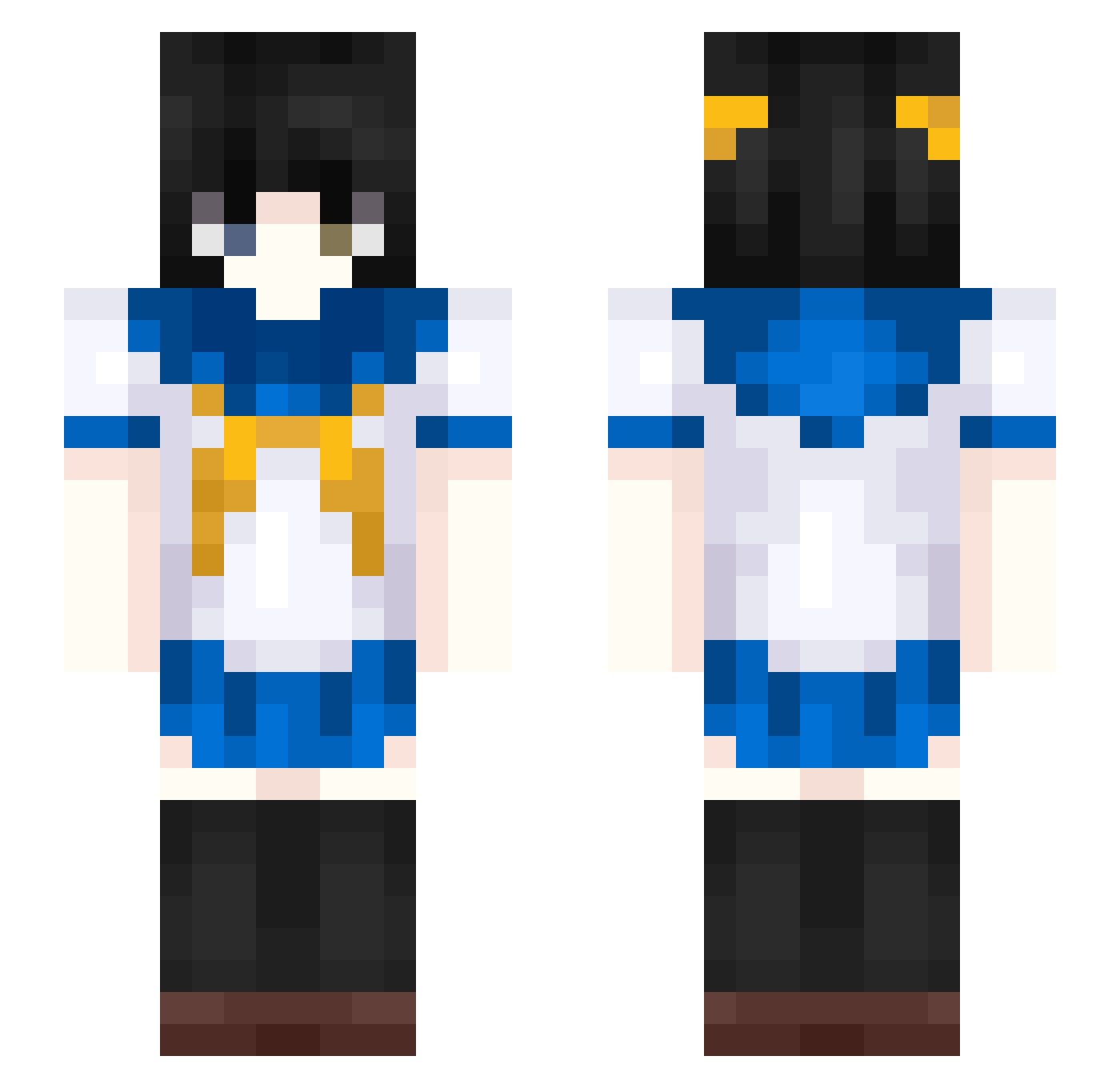 mairl Minecraft skin, front and back view