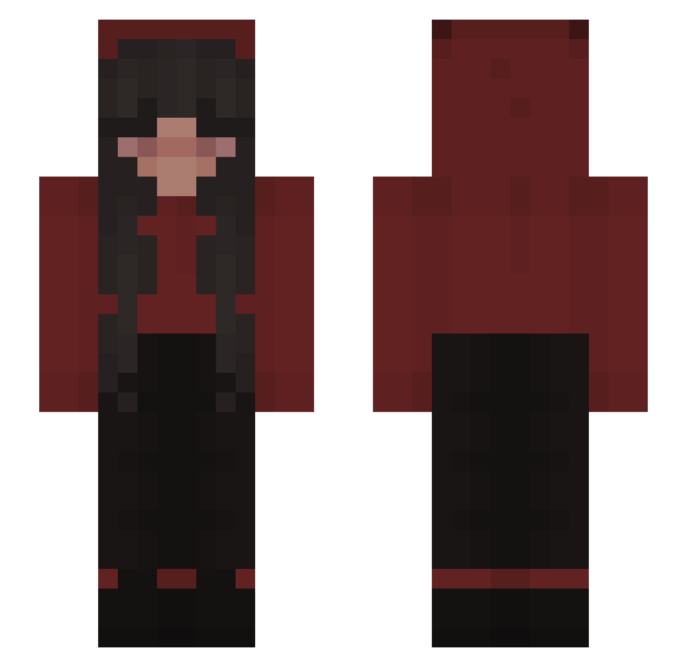 Sudans Minecraft skin, front and back view
