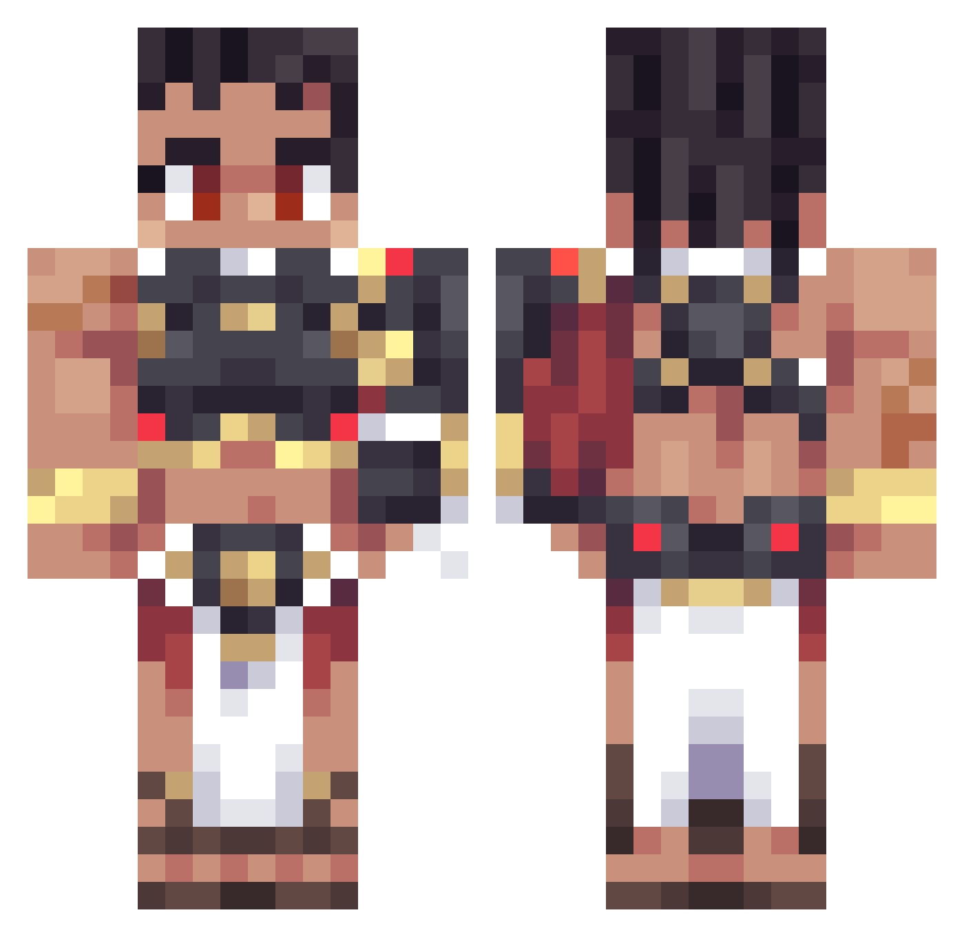 RaposoGamer Minecraft skin, front and back view