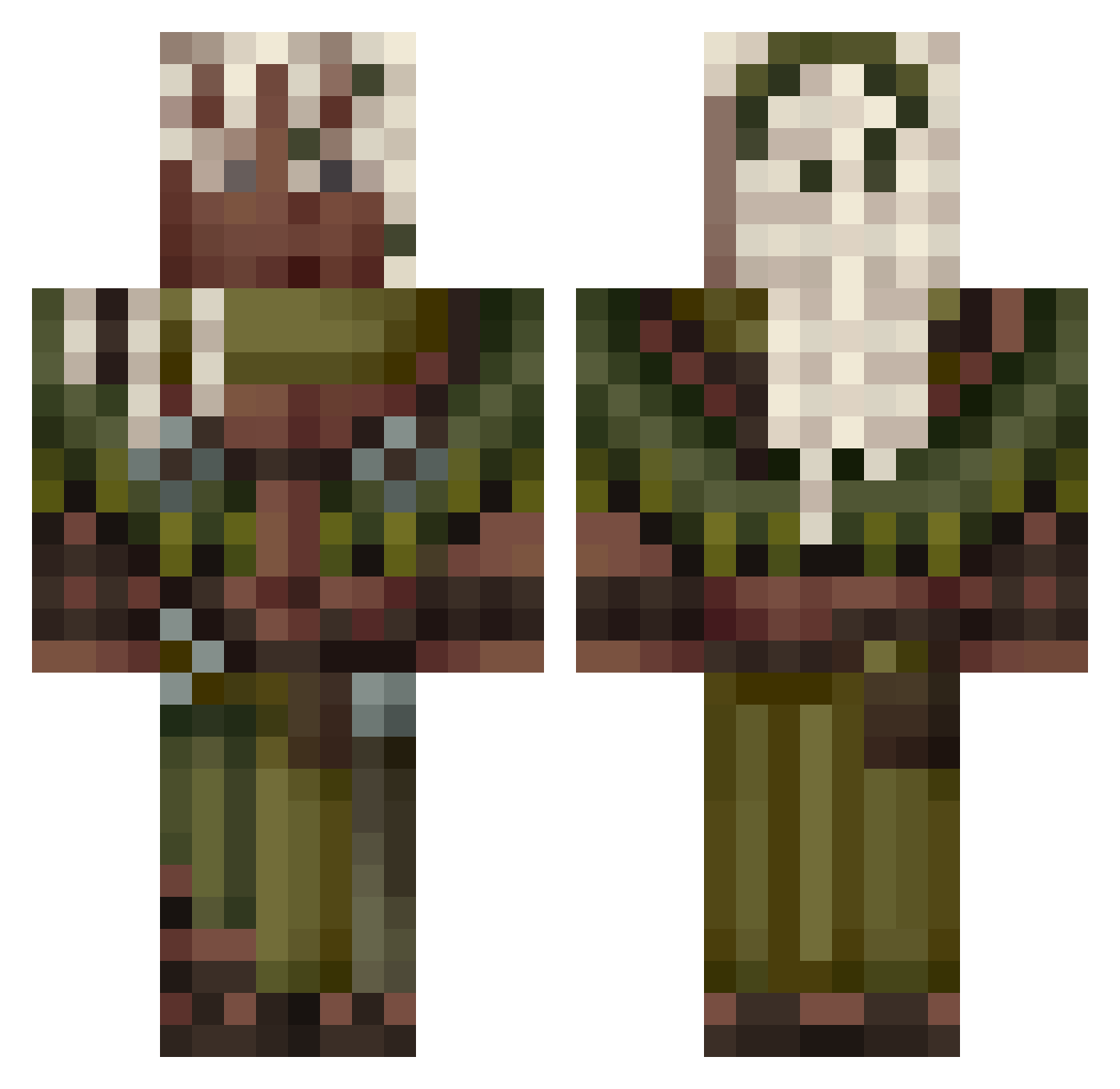 Unwittingly Minecraft skin, front and back view