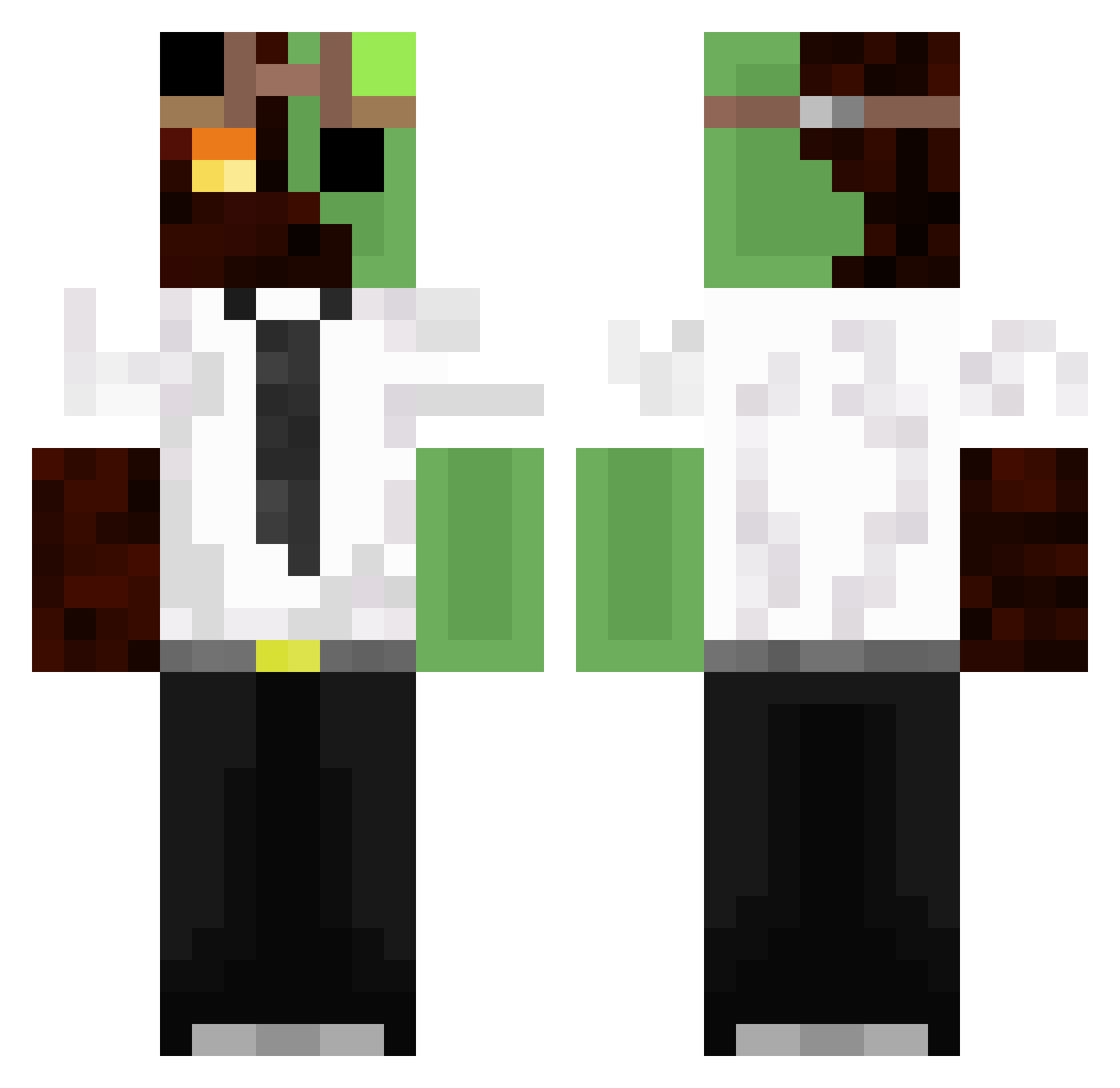 Miglexy Minecraft skin, front and back view