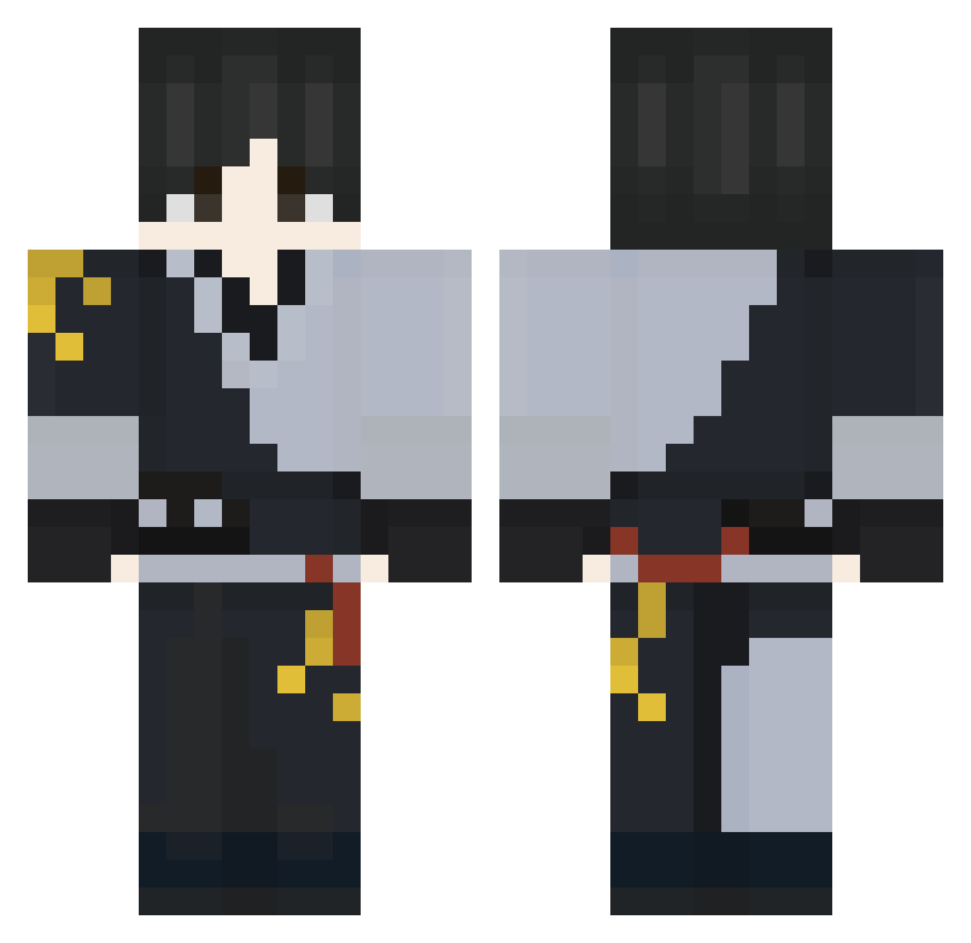 JeffQuer Minecraft skin, front and back view