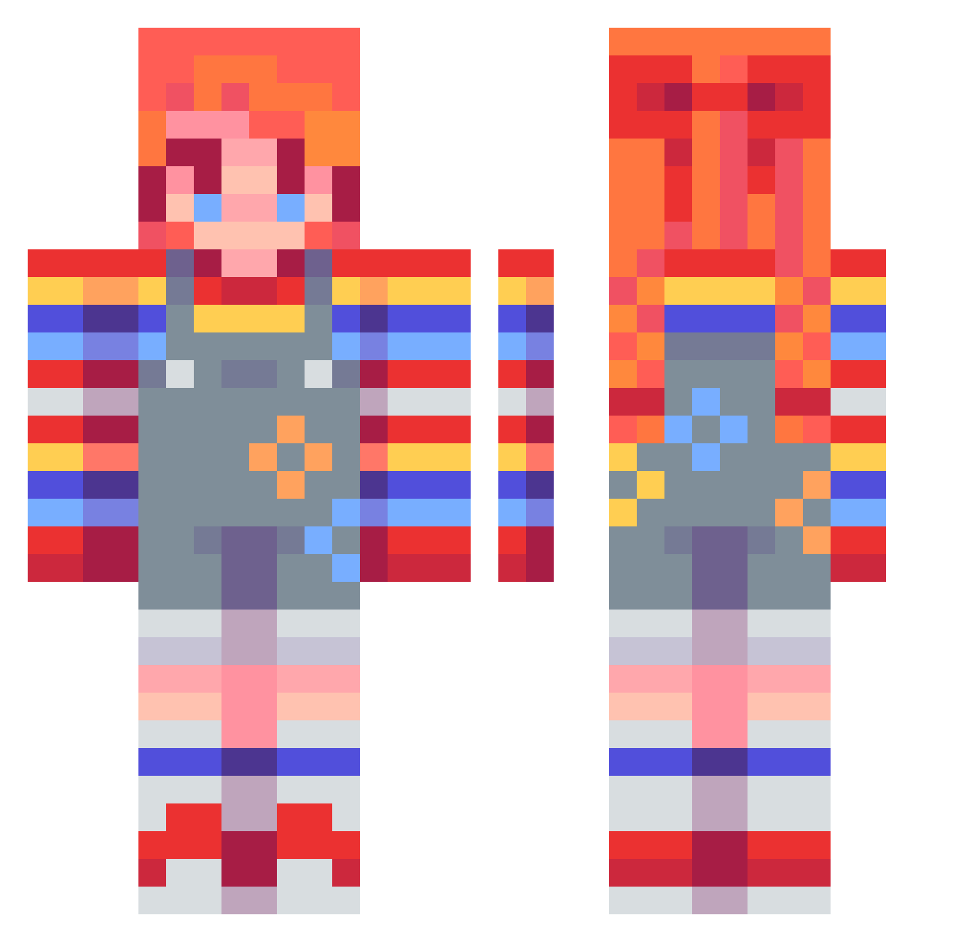 Exiled Minecraft skin, front and back view