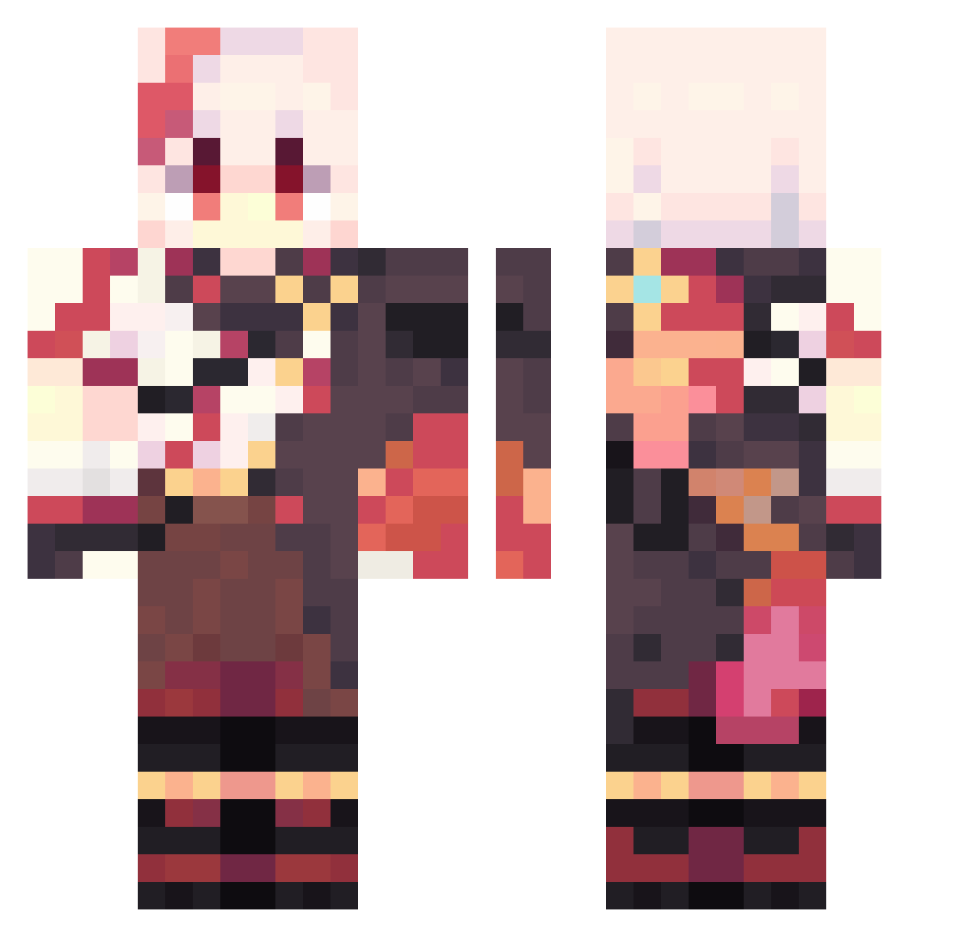 Kaedeharas Minecraft skin, front and back view