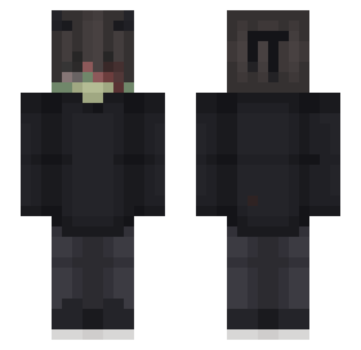 unjuiced Minecraft skin, front and back view