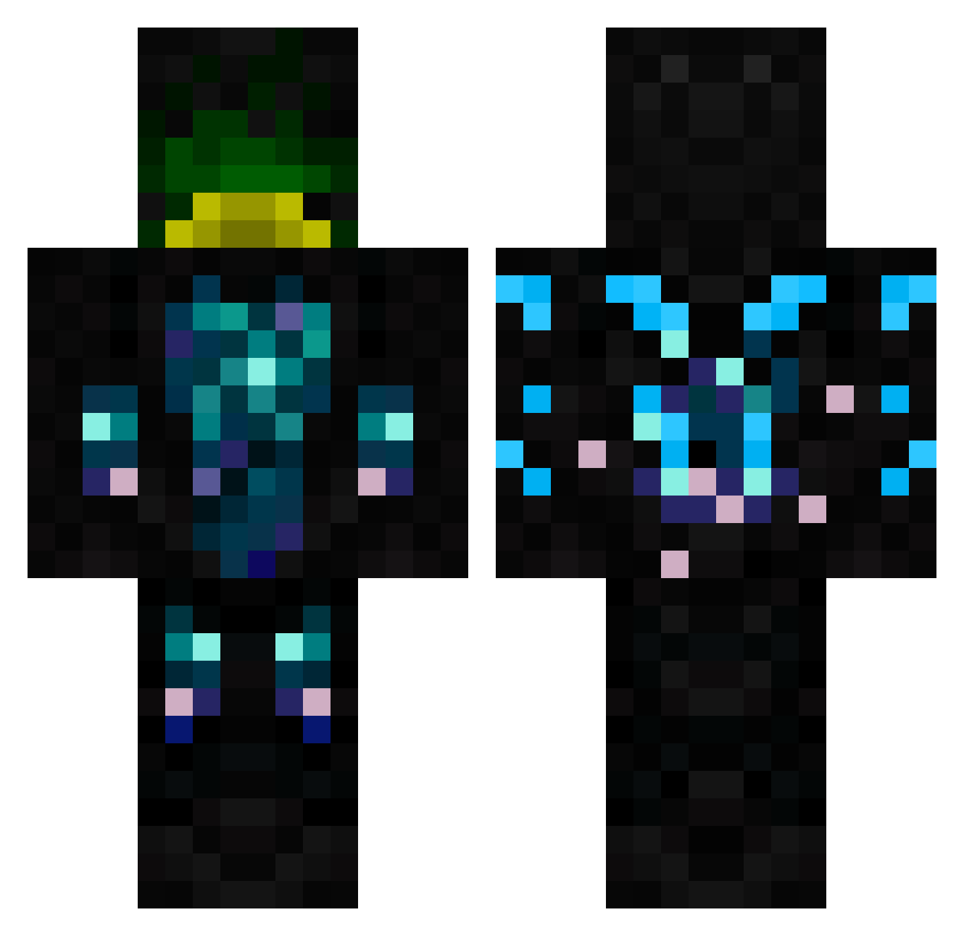 Vezrah Minecraft skin, front and back view