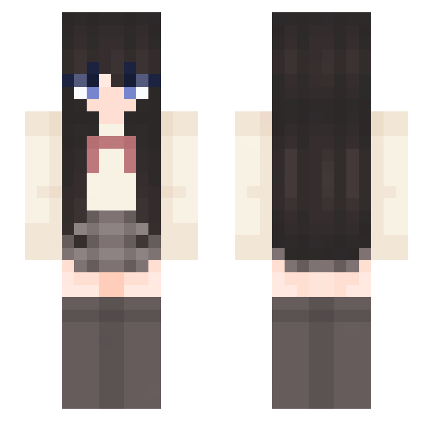 QueenQuaver Minecraft skin, front and back view