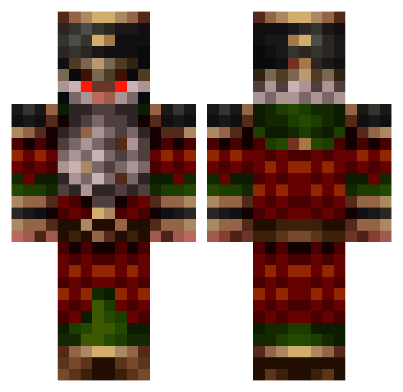 Woodster64 Minecraft skin, front and back view
