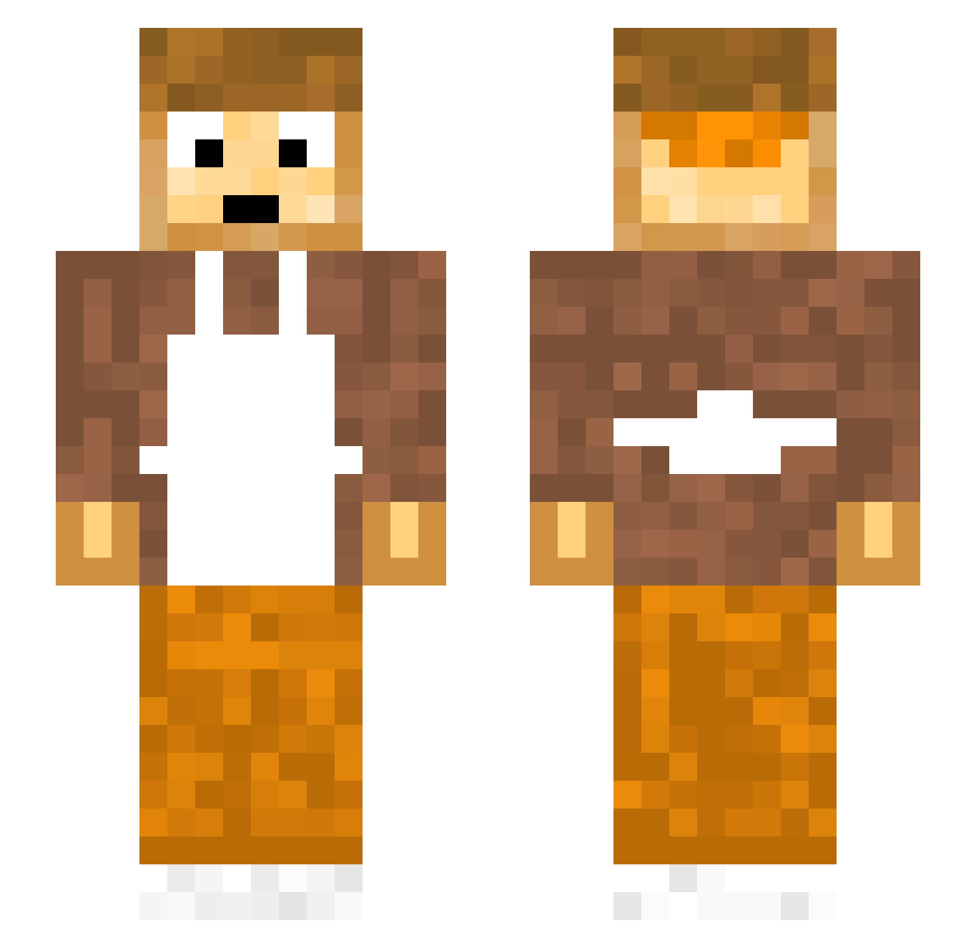 AppetizeToasty Minecraft skin, front and back view