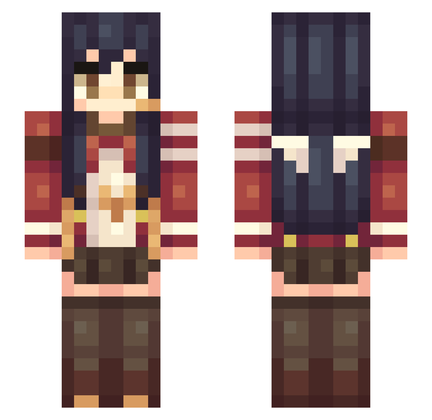 skeletalpeaches Minecraft skin, front and back view