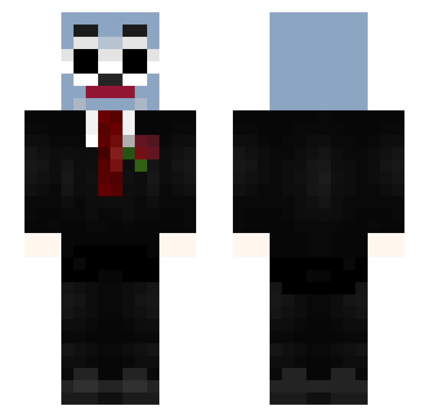 xWriteOy Minecraft skin, front and back view