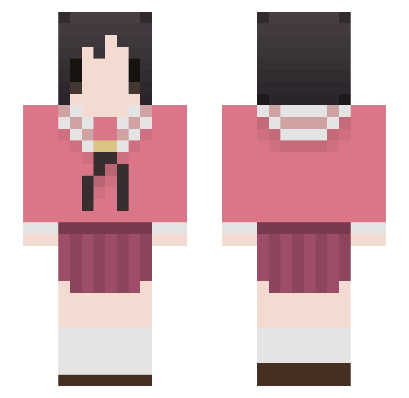 PocketAzu Minecraft skin, front and back view