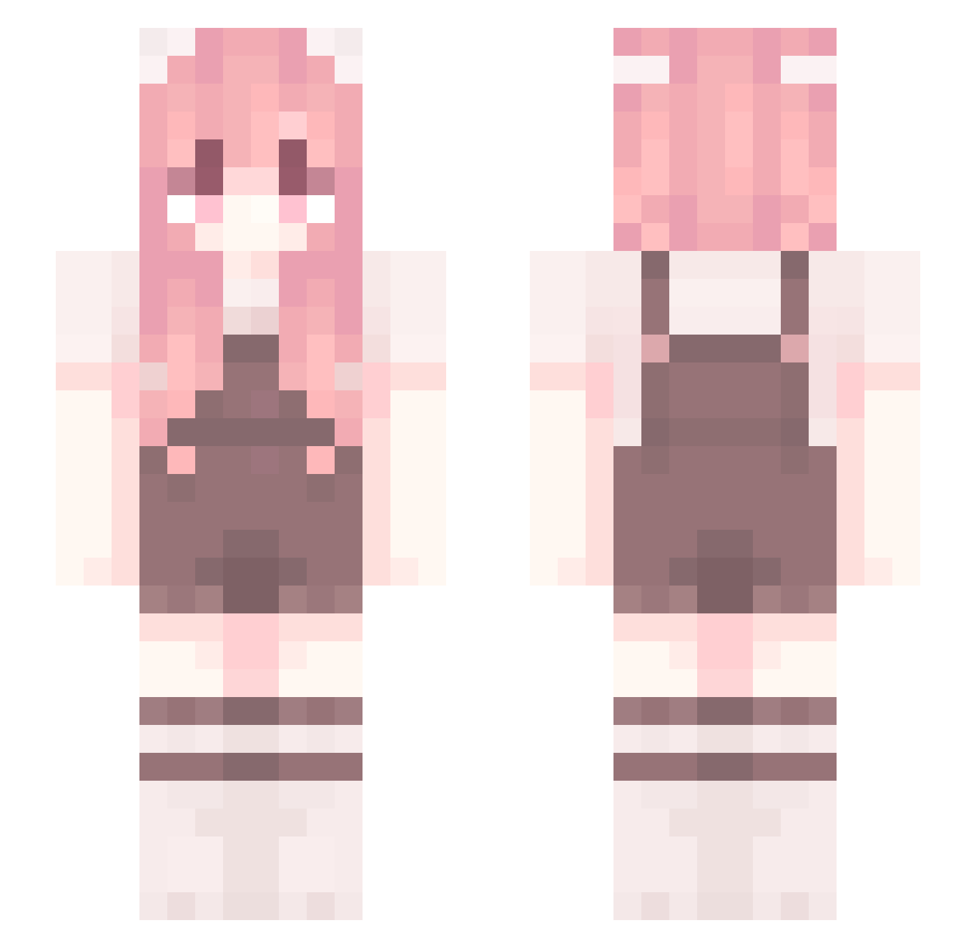 Unabashed Minecraft skin, front and back view
