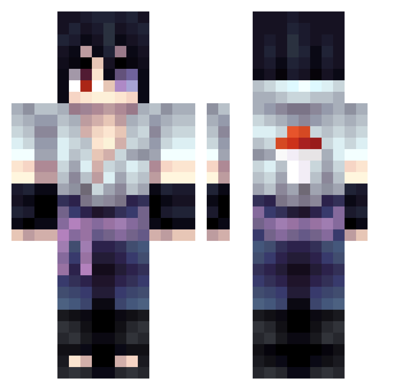 RushMee Minecraft skin, front and back view