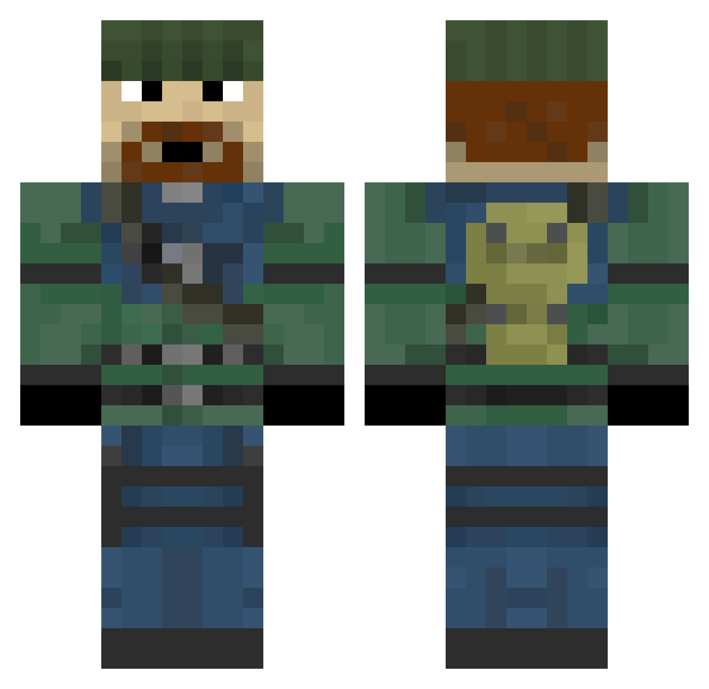 Juxtaterrestrial Minecraft skin, front and back view