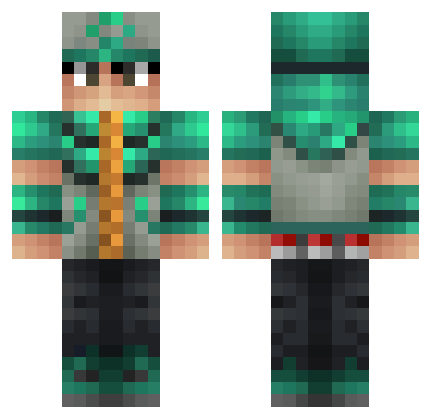 LeRaZe Minecraft skin, front and back view