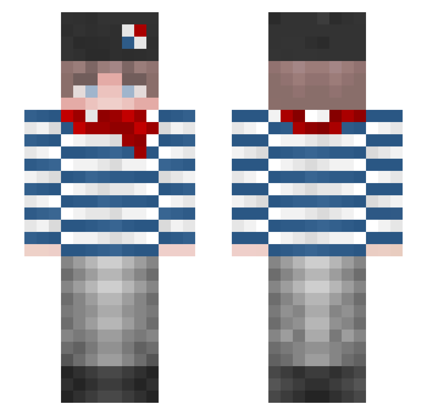 Abelgus Minecraft skin, front and back view